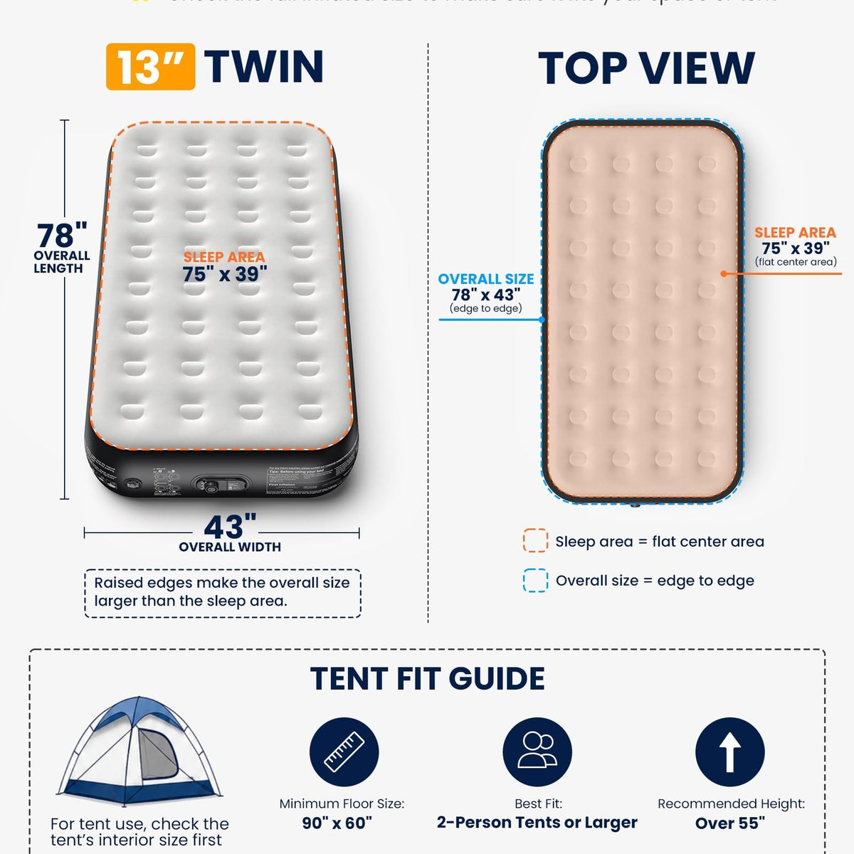 OhGeni Raised Inflatable Air Mattress with Built-in Pump, Advanced Support & Quick Inflation Blow Up Bed for Guests & Camping-16