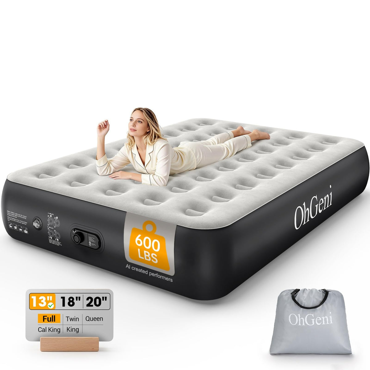 OhGeni Raised Inflatable Air Mattress with Built-in Pump, Advanced Support & Quick Inflation Blow Up Bed for Guests & Camping-zoom-17