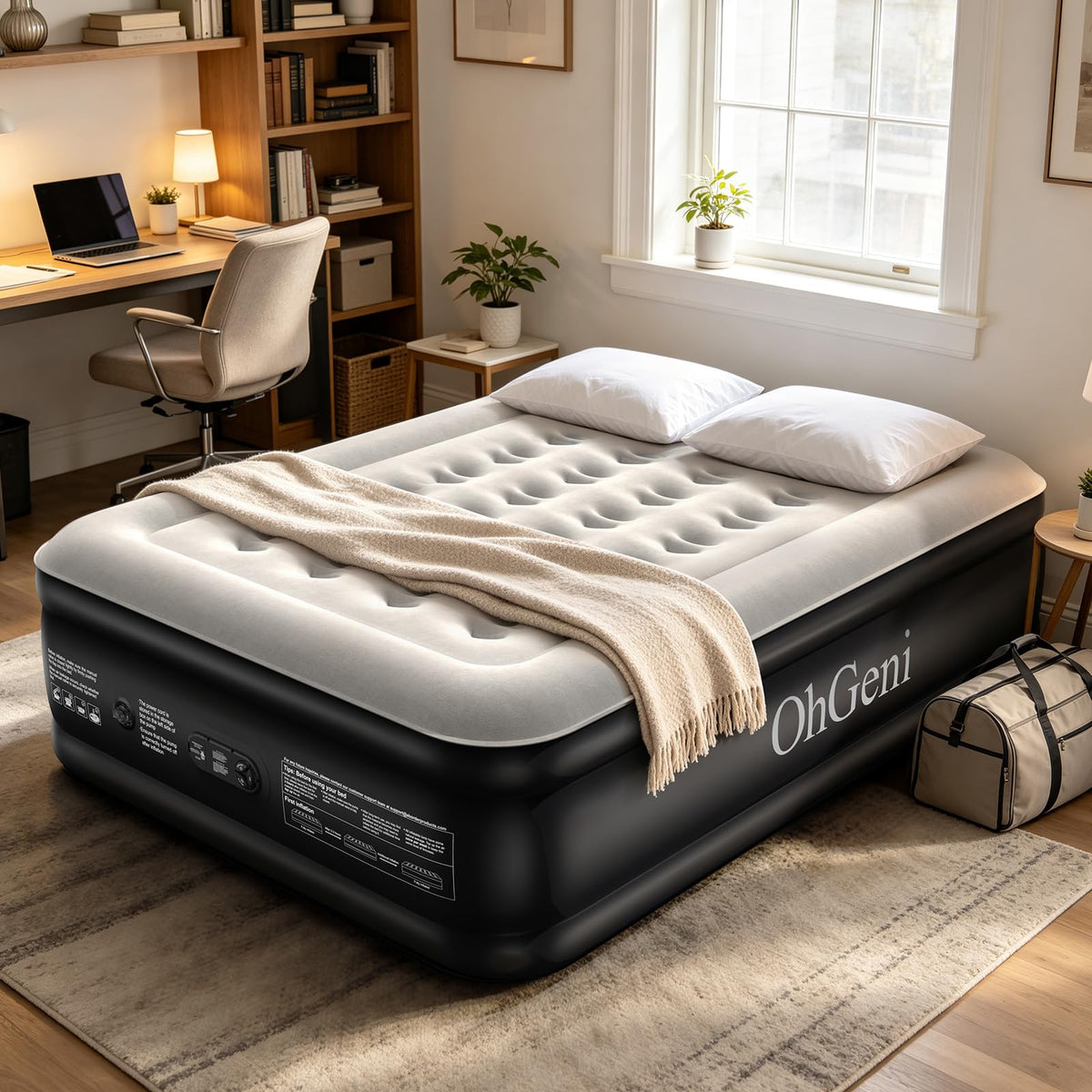 OhGeni Raised Inflatable Air Mattress with Built-in Pump, Advanced Support & Quick Inflation Blow Up Bed for Guests & Camping-zoom-19
