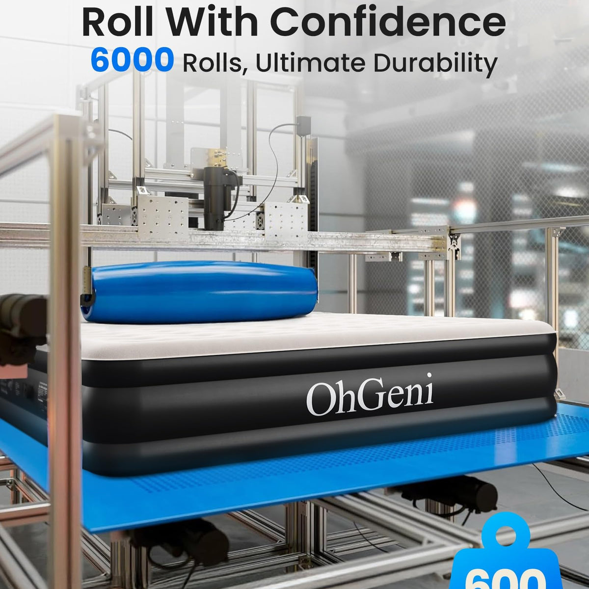 OhGeni Raised Inflatable Air Mattress with Built-in Pump, Advanced Support & Quick Inflation Blow Up Bed for Guests & Camping-4