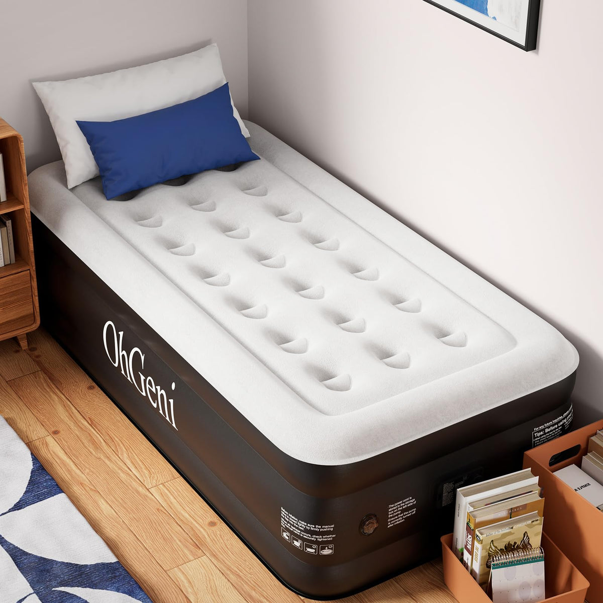 OhGeni Raised Inflatable Air Mattress with Built-in Pump, Advanced Support & Quick Inflation Blow Up Bed for Guests & Camping-zoom-18
