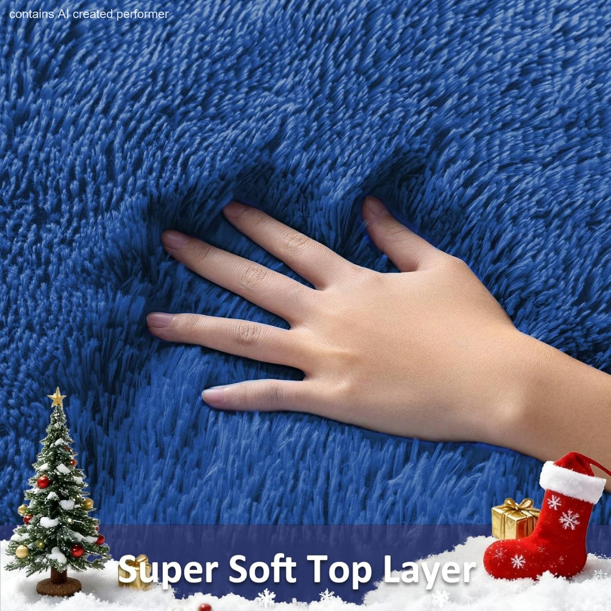 Ophanie 4x6 Area Rug Non Slip Plush Shag Bedroom Living Room Carpet Royal Blue Soft Fluffy Floor Rug-4