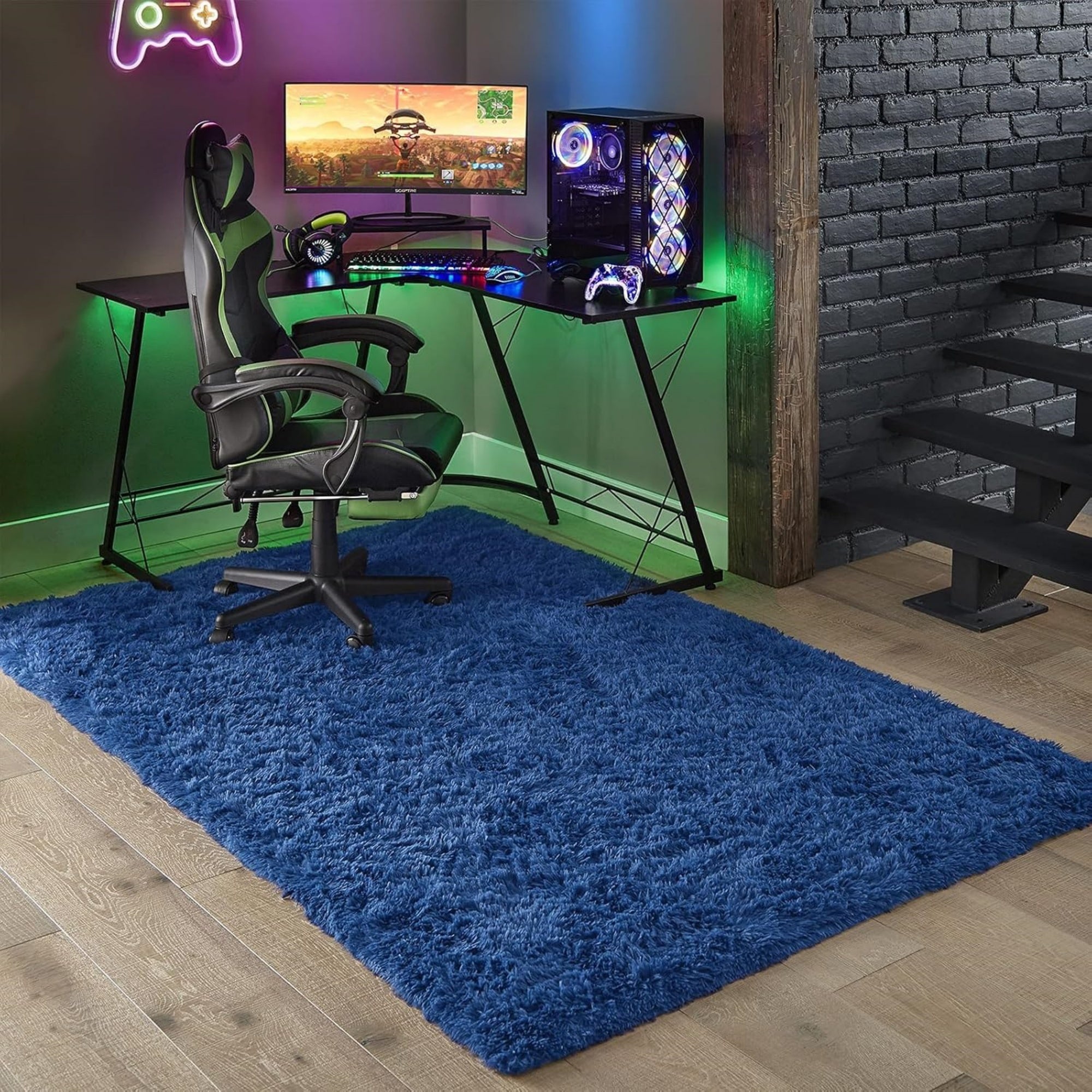 Ophanie 4x6 Area Rug Non Slip Plush Shag Bedroom Living Room Carpet Royal Blue Soft Fluffy Floor Rug-zoom-7