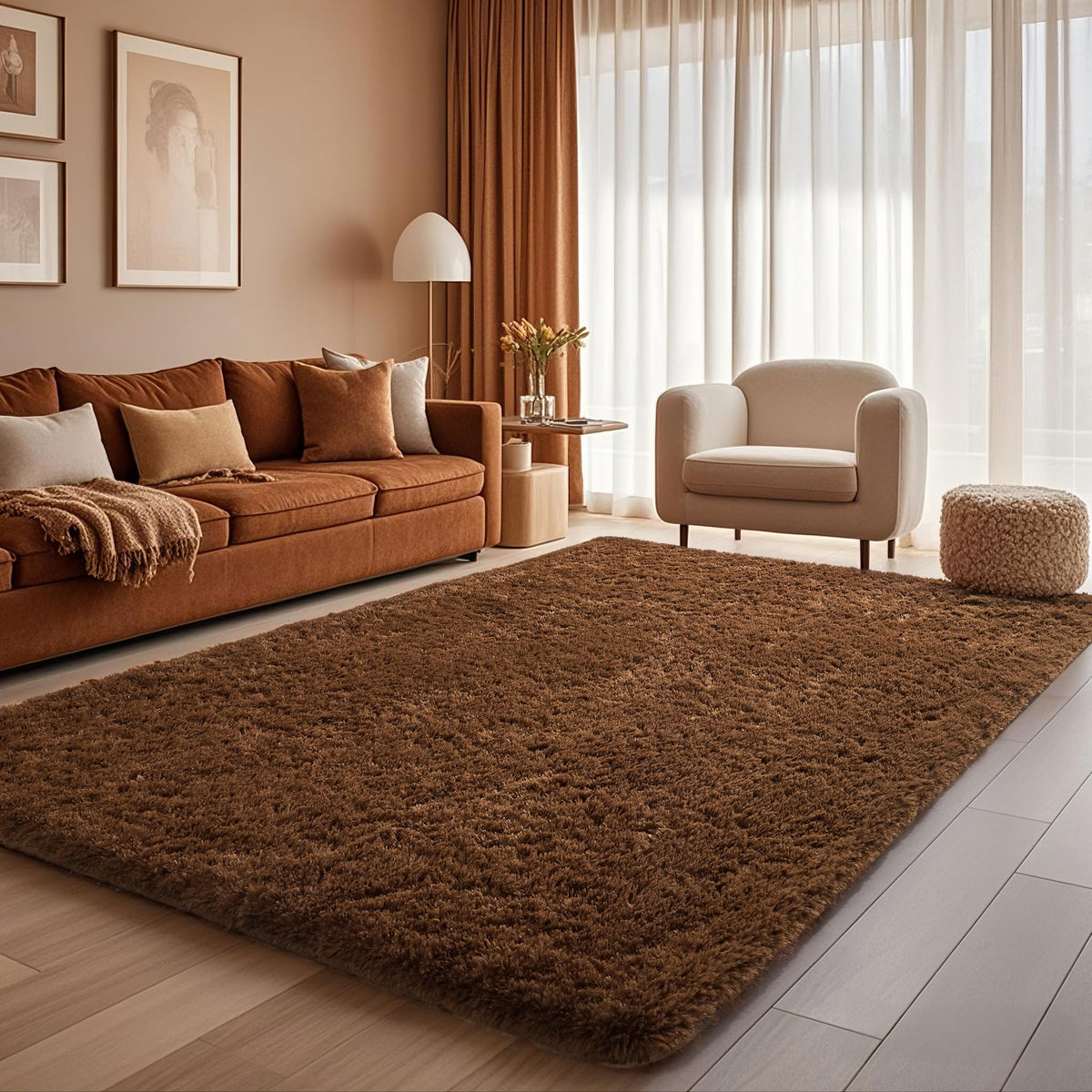 Ophanie Soft Shag Area Rug, Fluffy Non-Slip Carpet for Living Room, Bedroom and Dorm-zoom-1