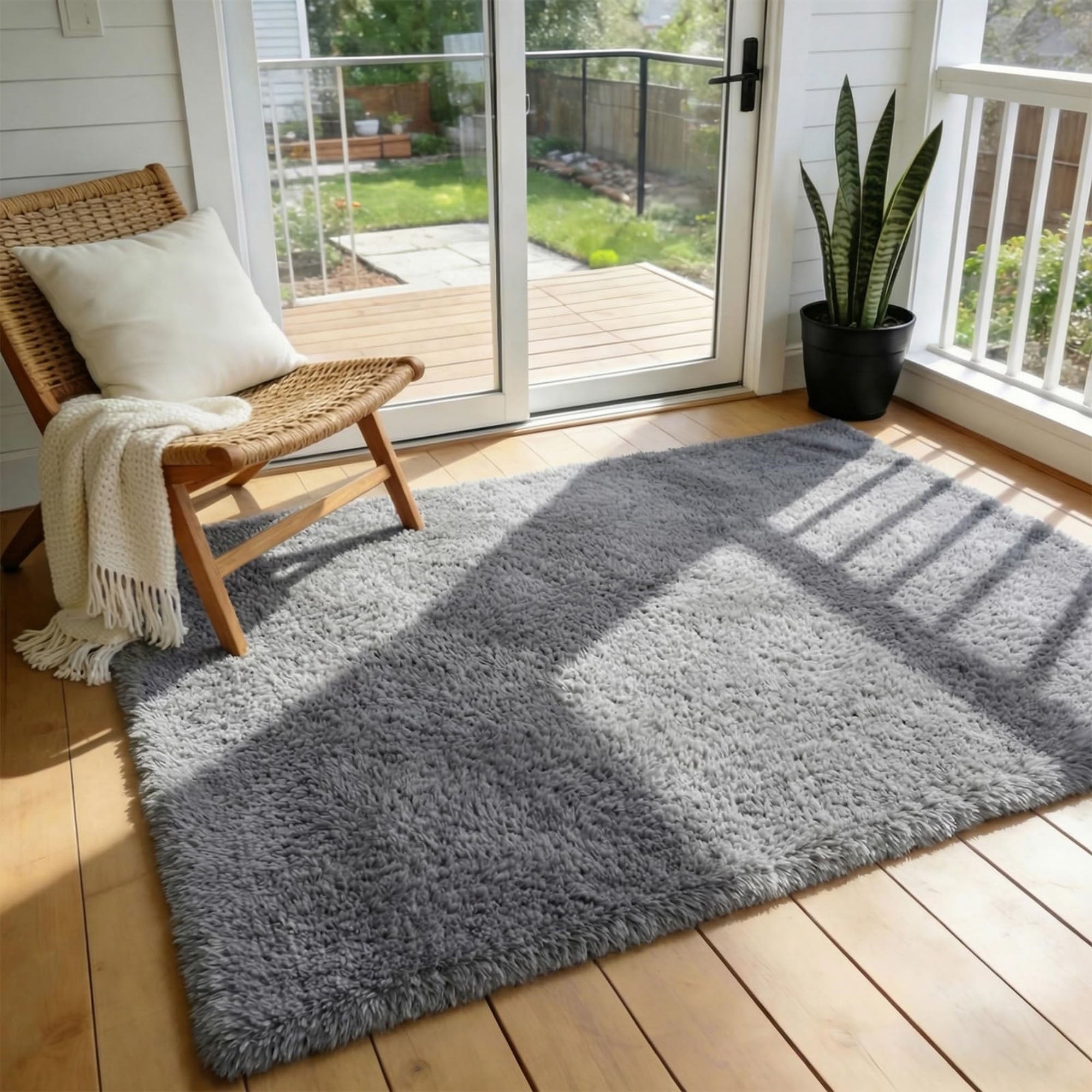 Ophanie 3x5 Area Rug Non Slip Plush Dorm Bedroom Rug Grey Soft Fluffy Floor Carpet