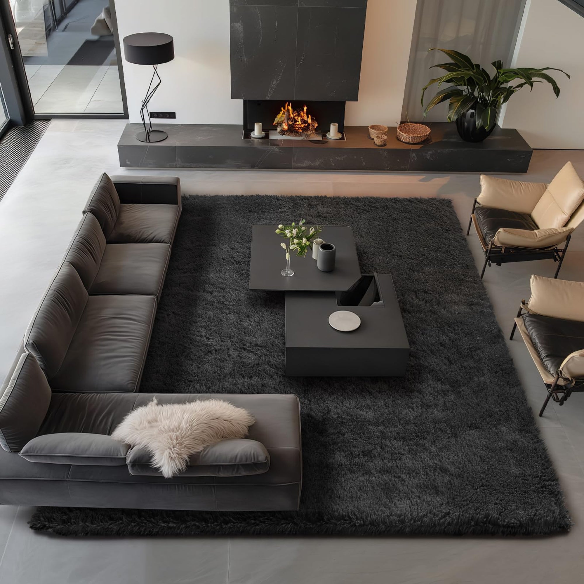 Ophanie Soft Shag Area Rug, Fluffy Non-Slip Carpet for Living Room, Bedroom and Dorm-zoom-10