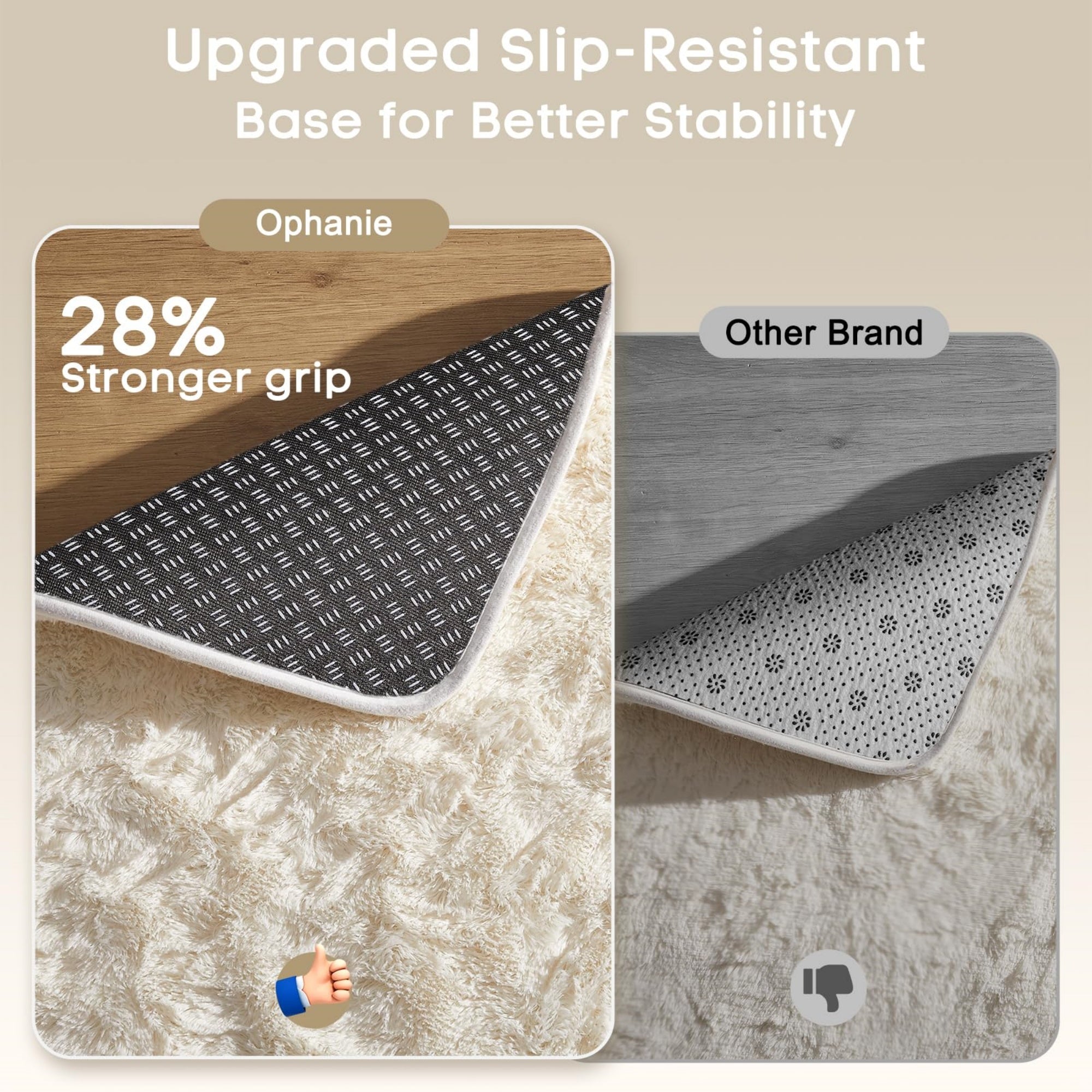 Ophanie 2x3 Small Area Rug Non Slip Plush Entryway Bedroom Rug Ivory Soft Fluffy Throw Carpet-zoom-4