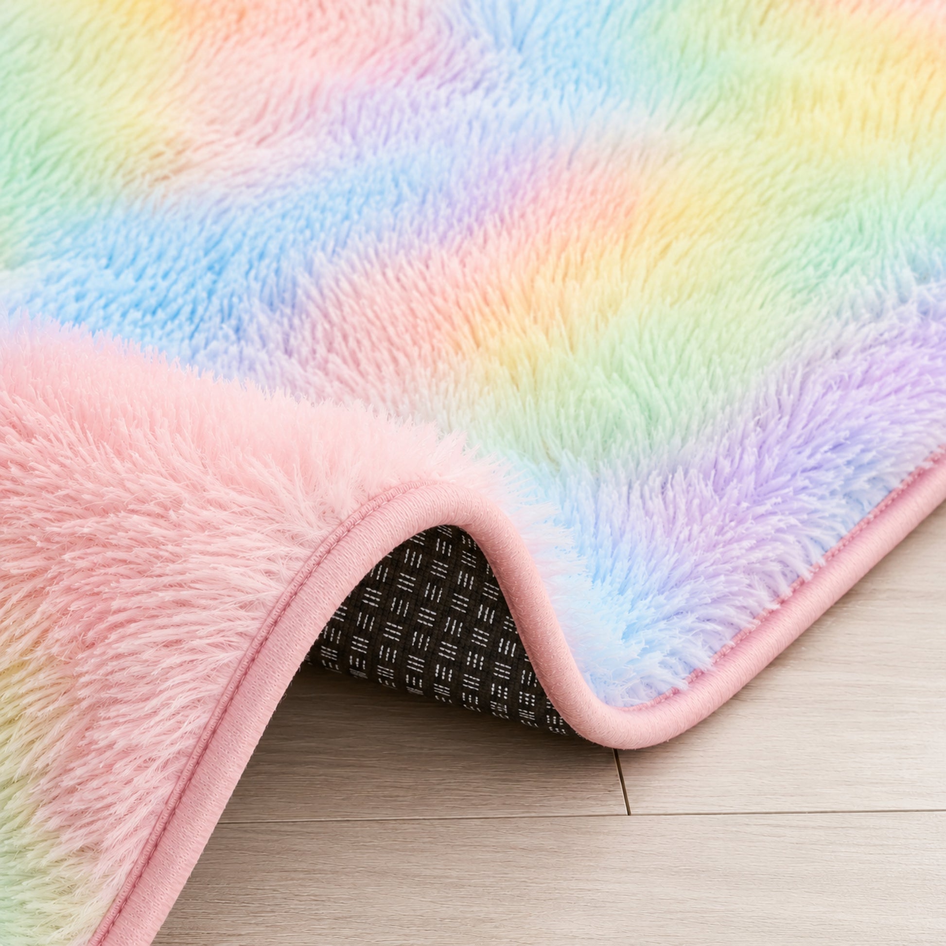 Ophanie Rainbow Rug 4x6, Fluffy Shag Area Rug for Girls Bedroom, Colorful Soft Fuzzy Carpet for Kids Nursery, Teen Dorm Bedside Mat-3