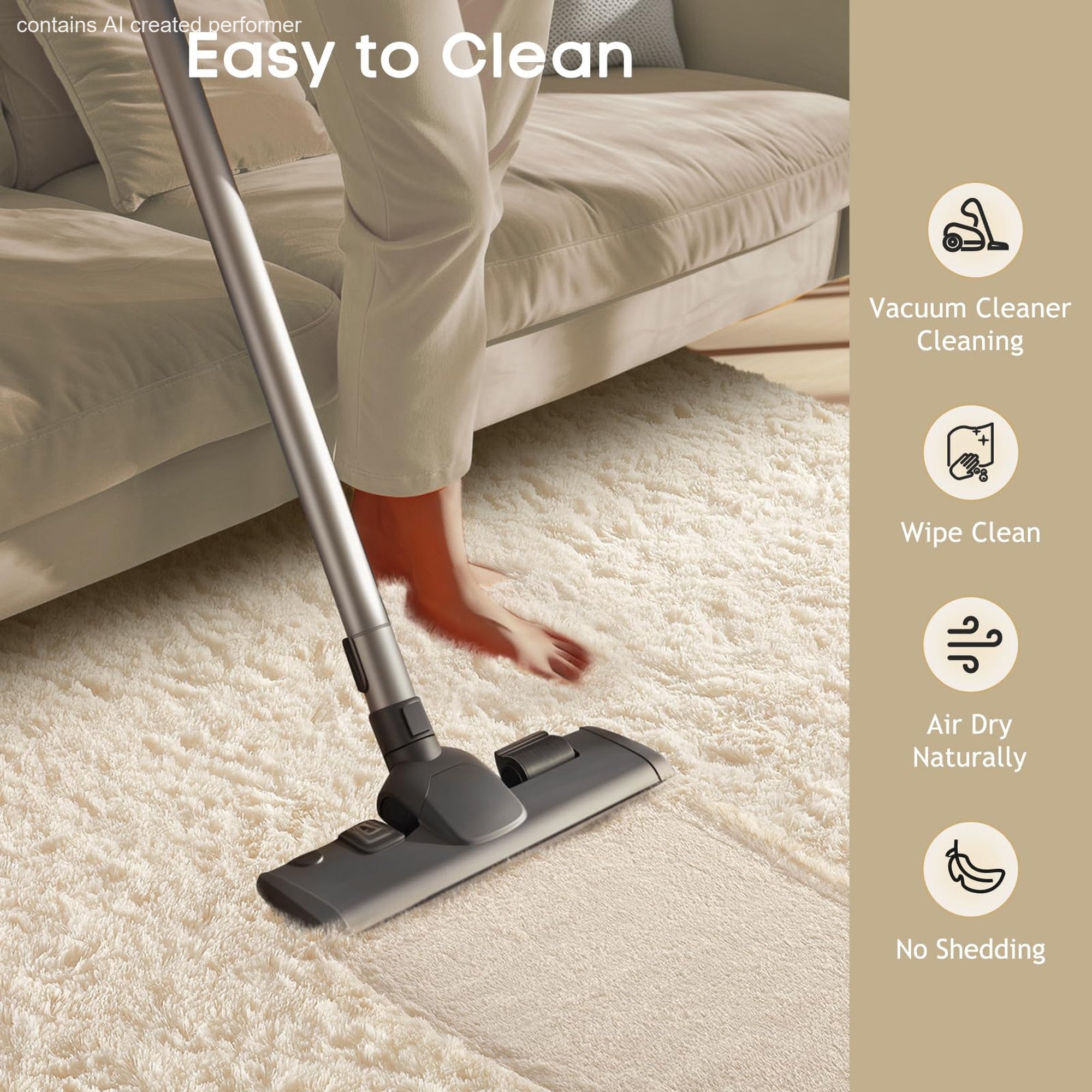 Ophanie Large Ivory Shag Rug 6x9, Fluffy Area Rug for Living Room Bedroom, Soft Non Slip Carpet for Kids Nursery, Boys Girls Dorm Rug-zoom-5
