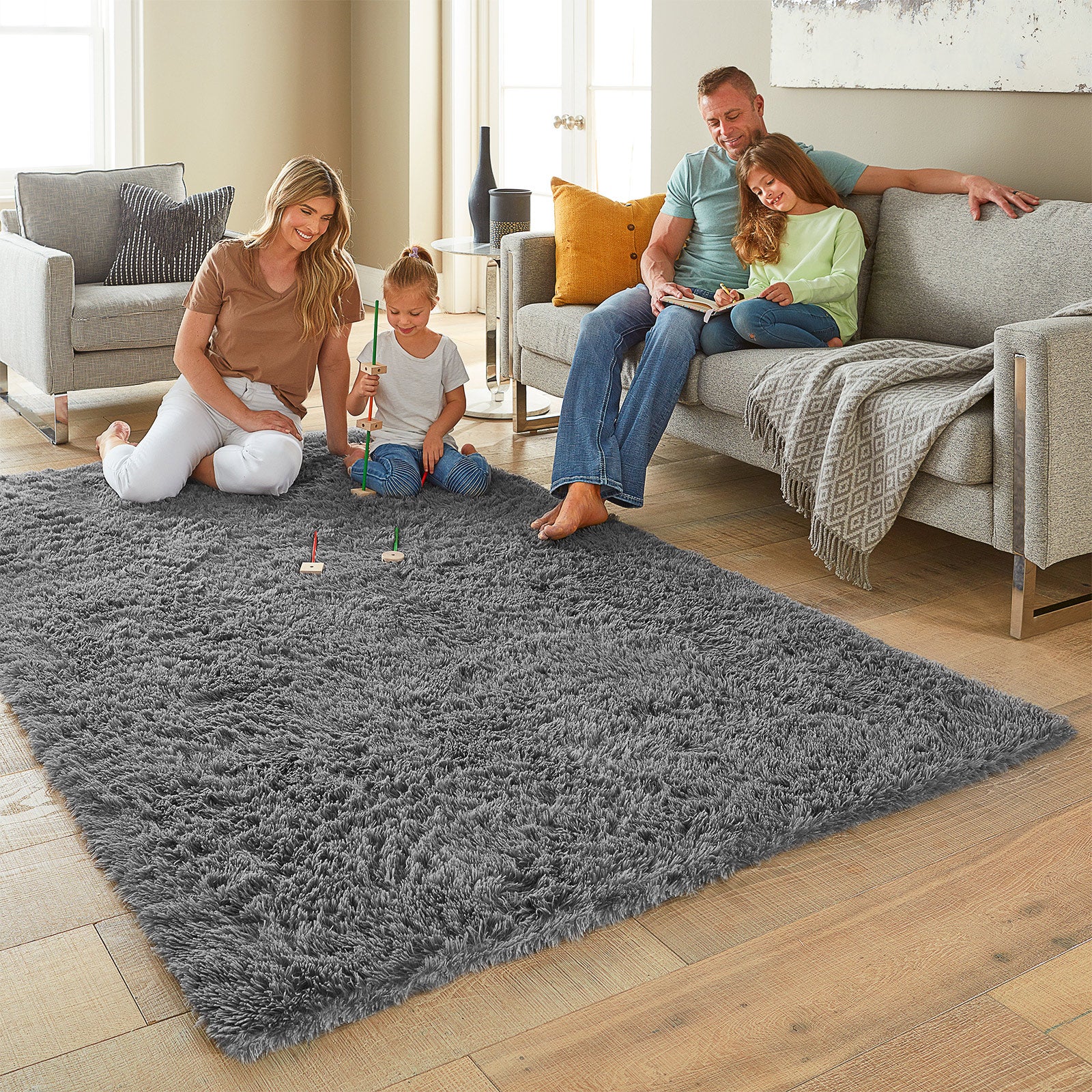 Area Rug | 5x7 Feet | Grey | Ophanie - aborderproducts