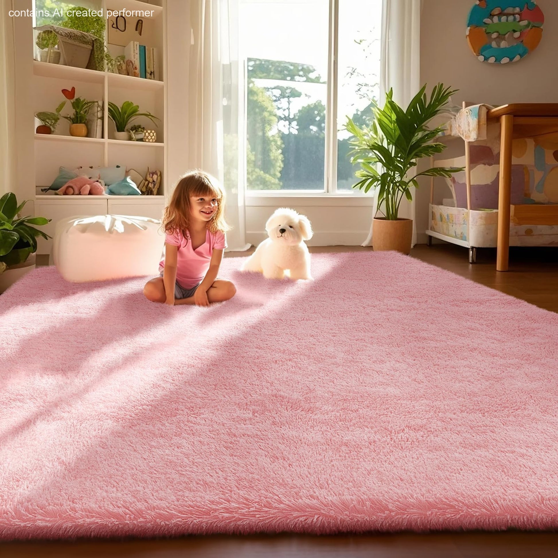 Ophanie Pink Fluffy Rug 4x6, Kawaii Shag Area Rug for Girls Bedroom, Soft Fuzzy Carpet for Kids Nursery, Teen Dorm Bedside Mat-6