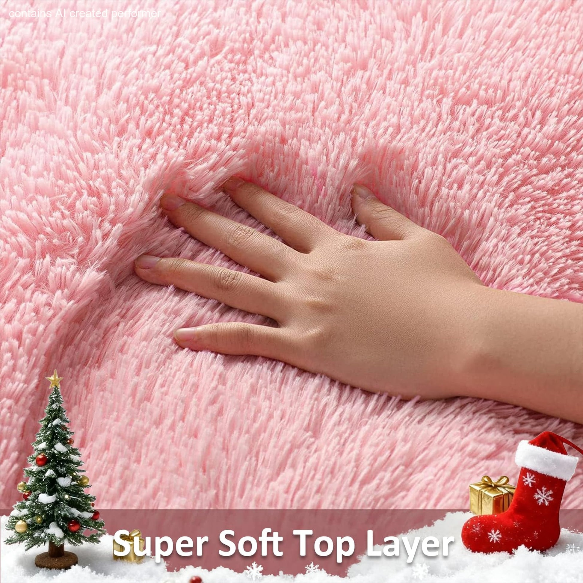 Ophanie Pink Fluffy Rug 4x6, Kawaii Shag Area Rug for Girls Bedroom, Soft Fuzzy Carpet for Kids Nursery, Teen Dorm Bedside Mat-7
