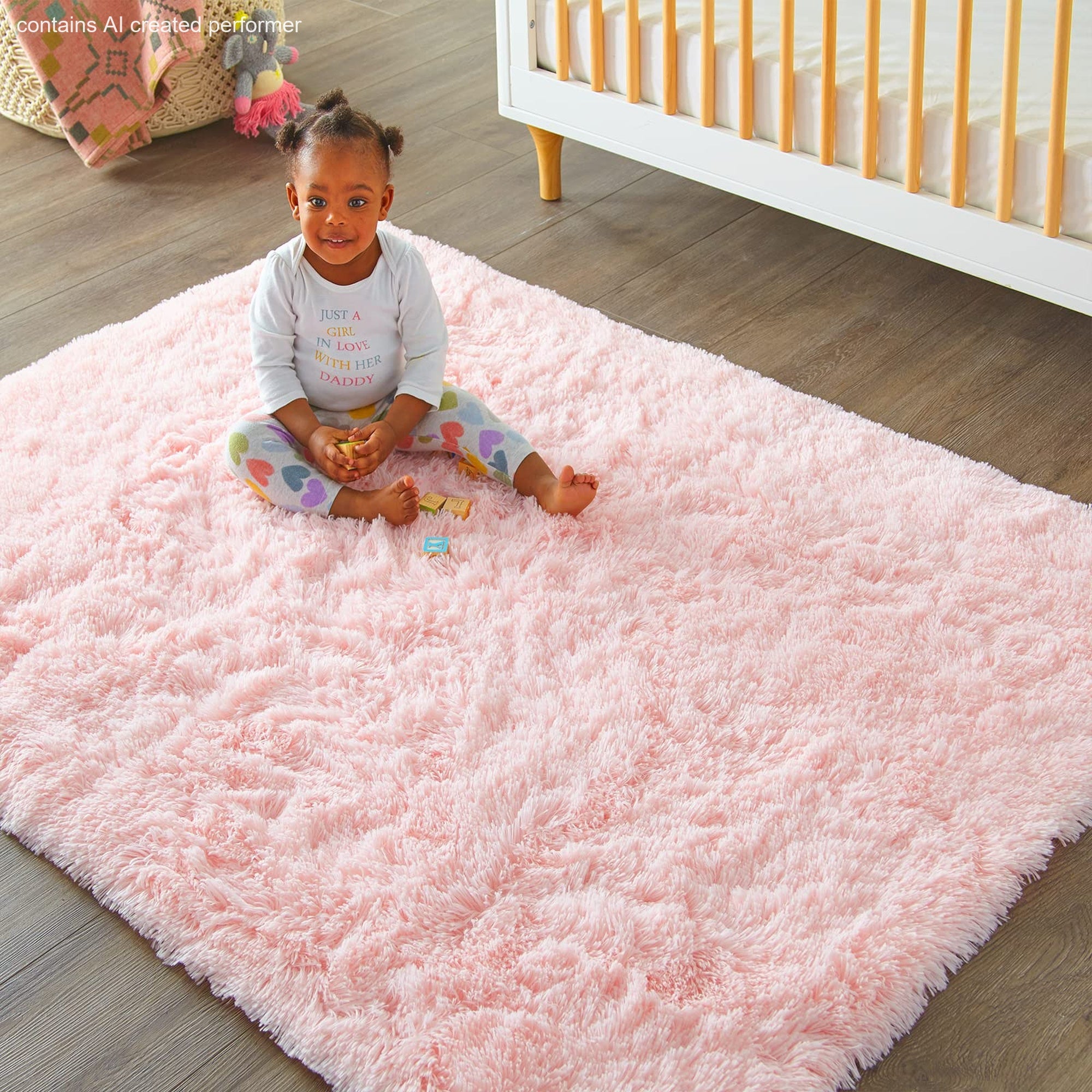 Ophanie Pink Fluffy Rug 4x6, Kawaii Shag Area Rug for Girls Bedroom, Soft Fuzzy Carpet for Kids Nursery, Teen Dorm Bedside Mat-zoom-5