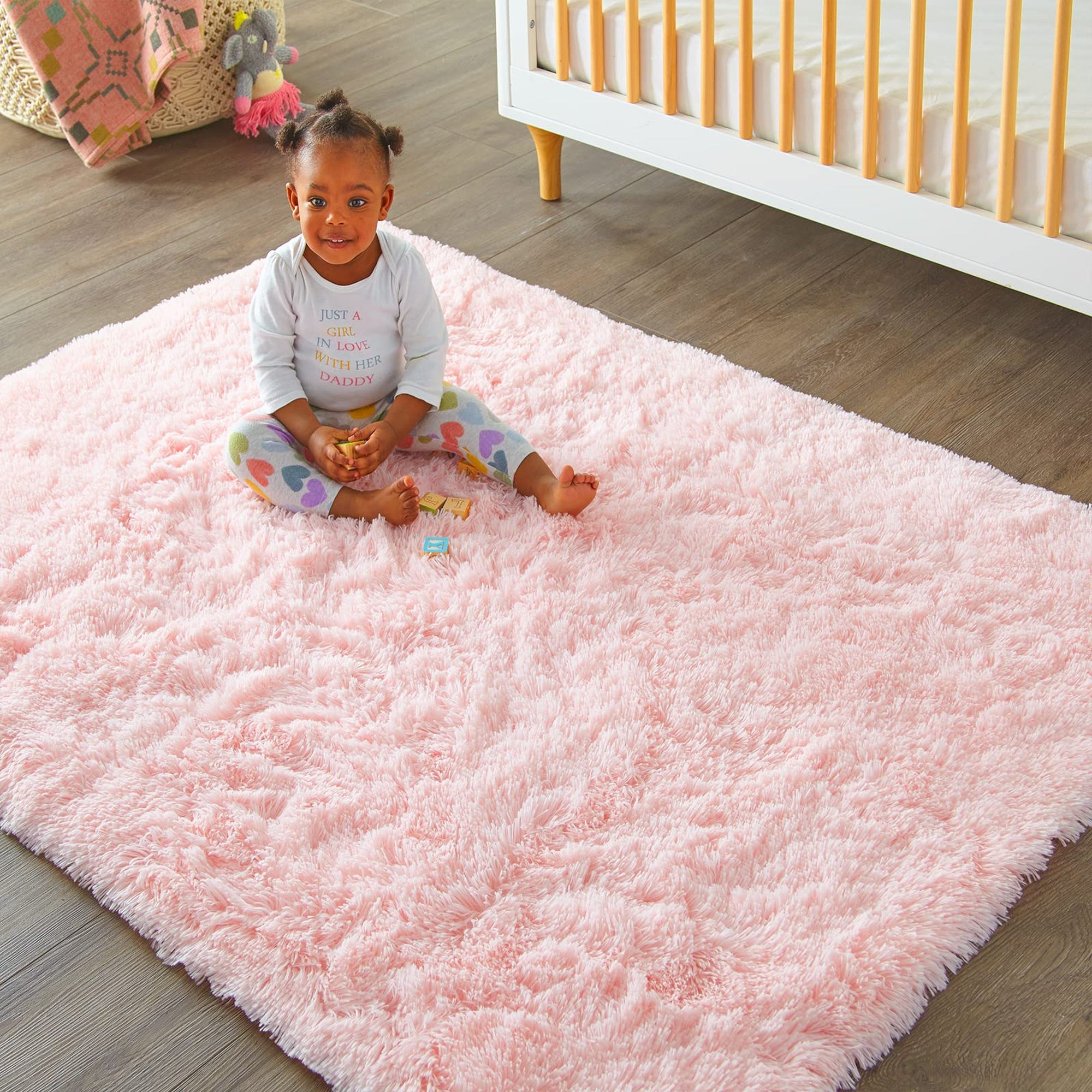 Ophanie Pink Fluffy Rug 4x6, Kawaii Shag Area Rug for Girls Bedroom, Soft Fuzzy Carpet for Kids Nursery, Teen Dorm Bedside Mat-zoom-6