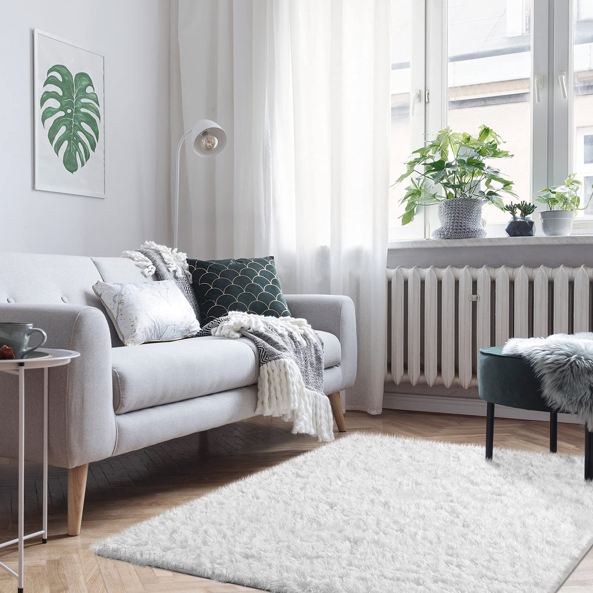 Ophanie White Fluffy Rug 4x6, Shag Area Rug for Girls Bedroom Living Room, Soft Fuzzy Carpet for Kids Nursery, Teen Dorm Bedside Mat-4