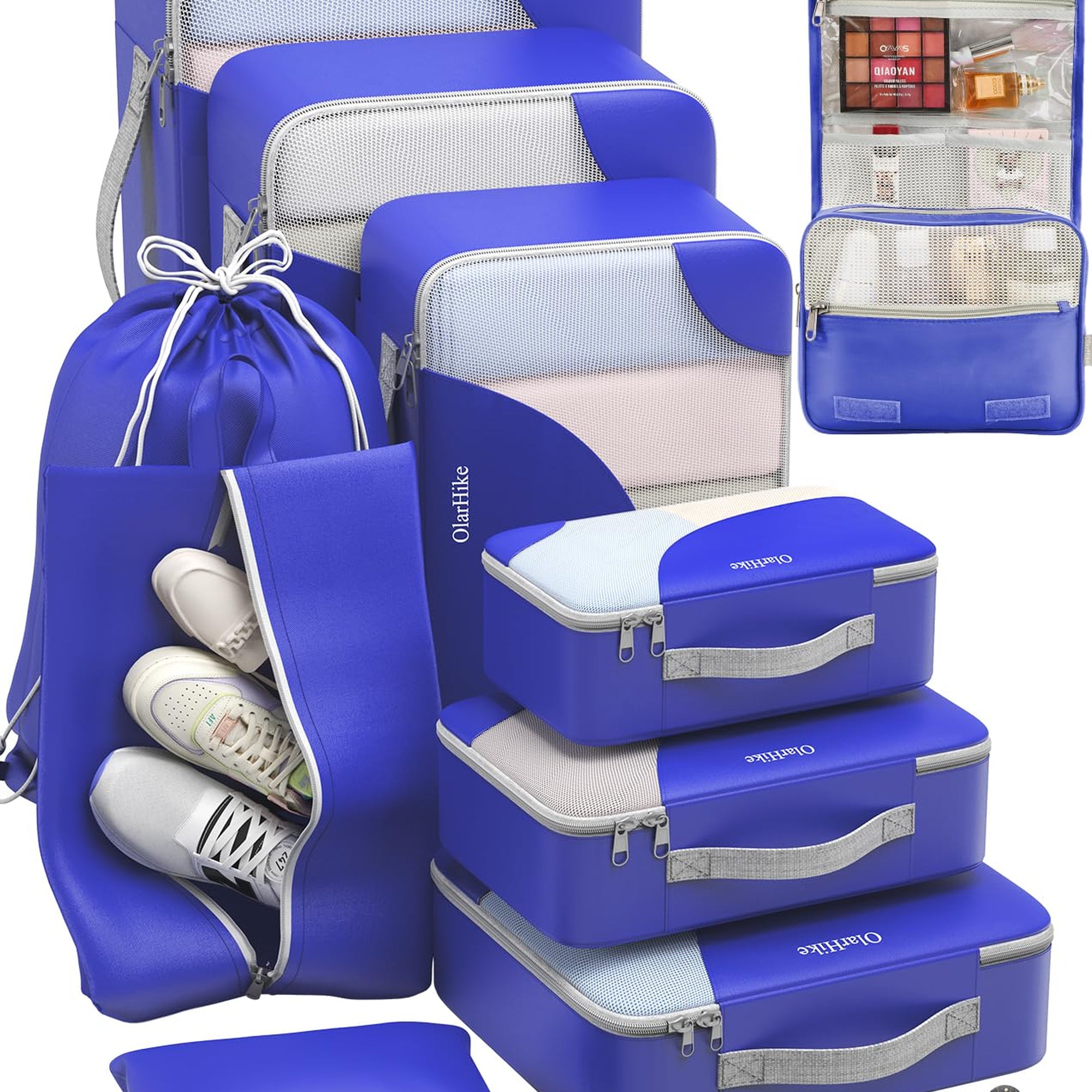 OlarHike Anti-Tear Stitching Packing Cubes - Klein Blue 10-Pack-zoom-2