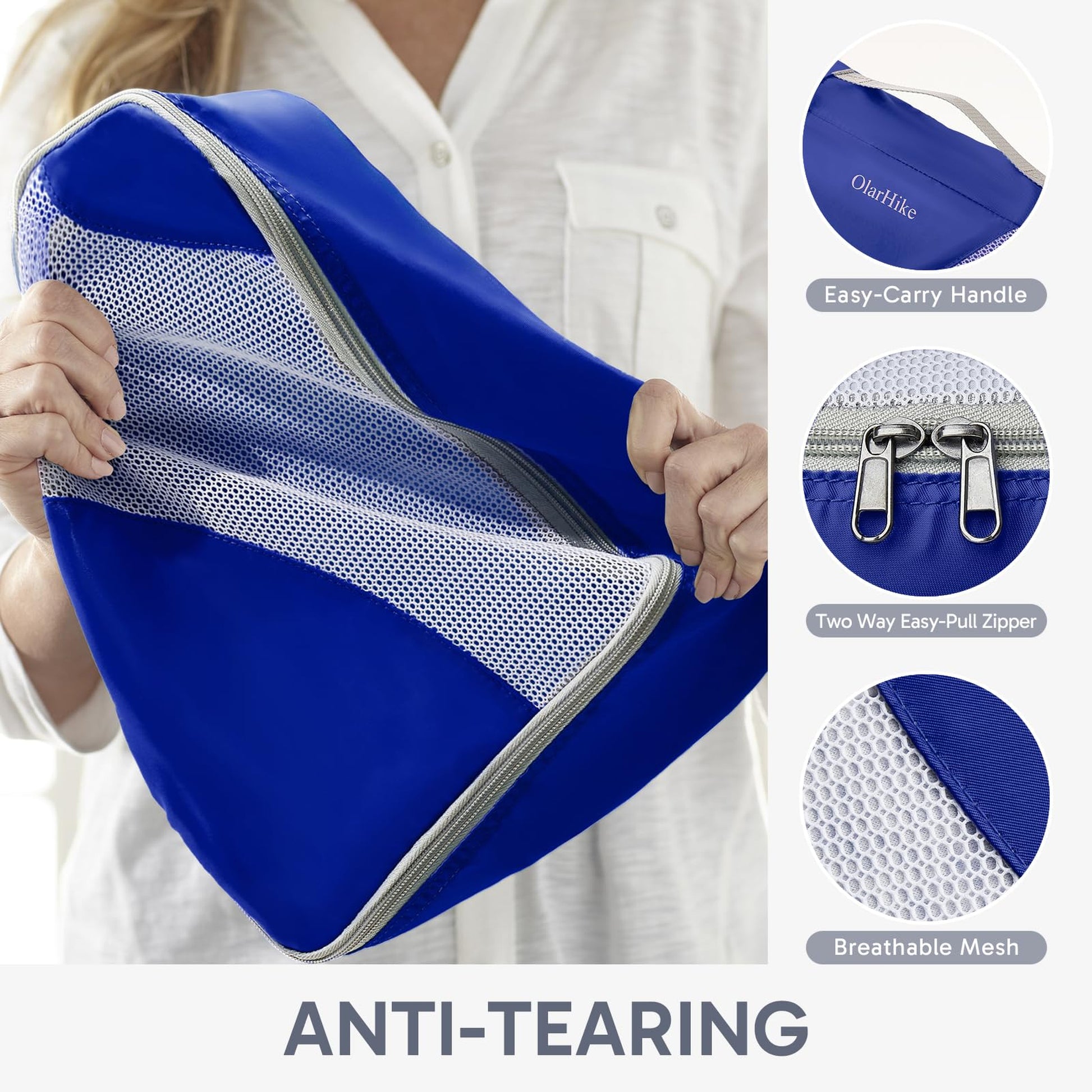 OlarHike Anti-Tear Stitching Packing Cubes - Klein Blue 10-Pack-6