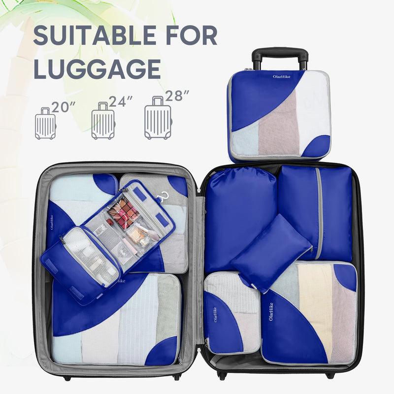 OlarHike Anti-Tear Stitching Packing Cubes - Klein Blue 10-Pack-zoom-