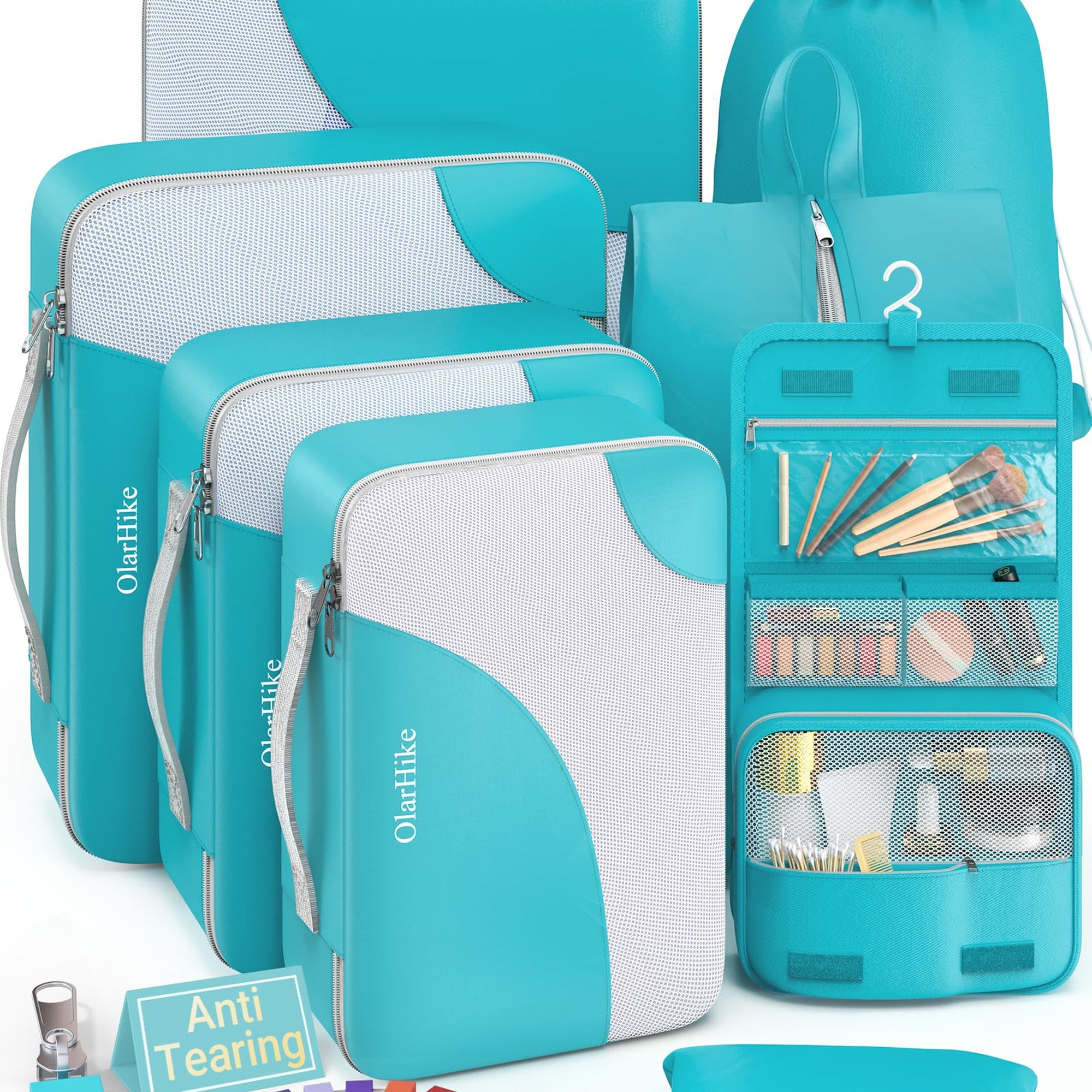OlarHike Packing Cubes - Turquoise 8-Pack-zoom-2