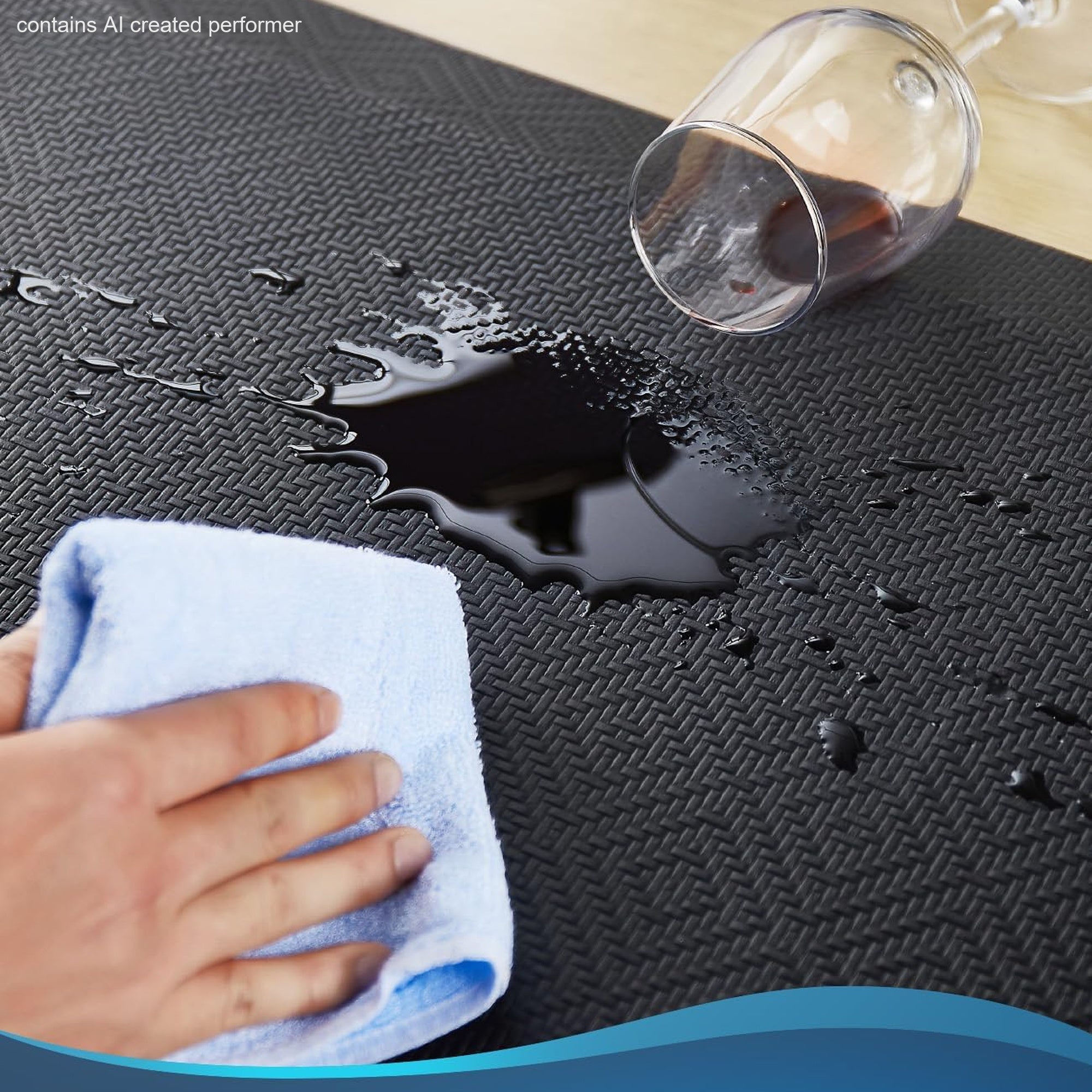 Ophanie 20x39 Kitchen Mat 3/4 Inch Thick Anti Fatigue Cushioned Floor Rug Waterproof Non Slip Standing Mat Black-zoom-6