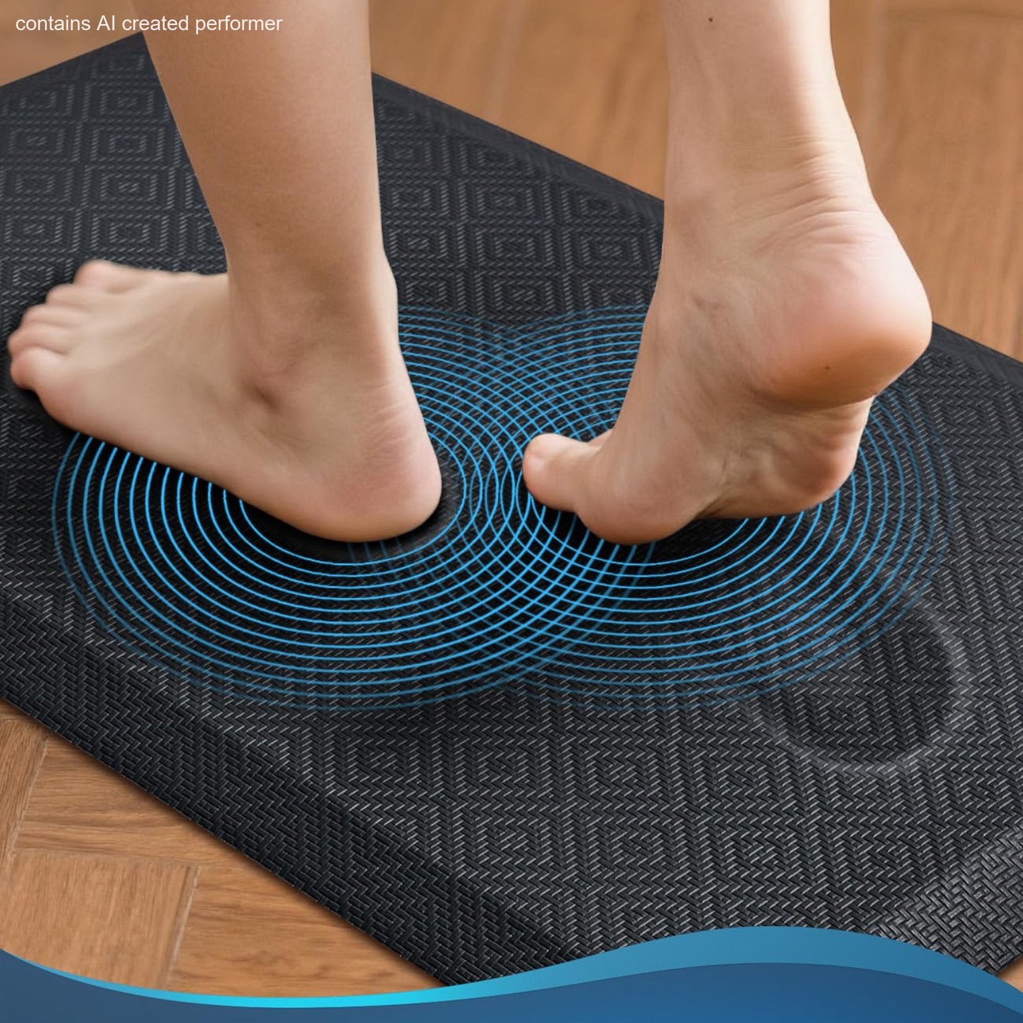 Ophanie 20x39 Kitchen Mat 3/4 Inch Thick Anti Fatigue Cushioned Floor Rug Waterproof Non Slip Standing Mat Black-zoom-5