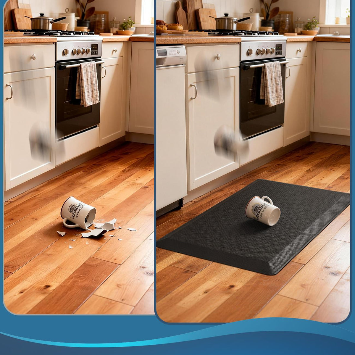 Ophanie 20x32 Kitchen Mat 3/4 Inch Thick Anti Fatigue Cushioned Floor Rug Waterproof Non Slip Standing Mat Black-4