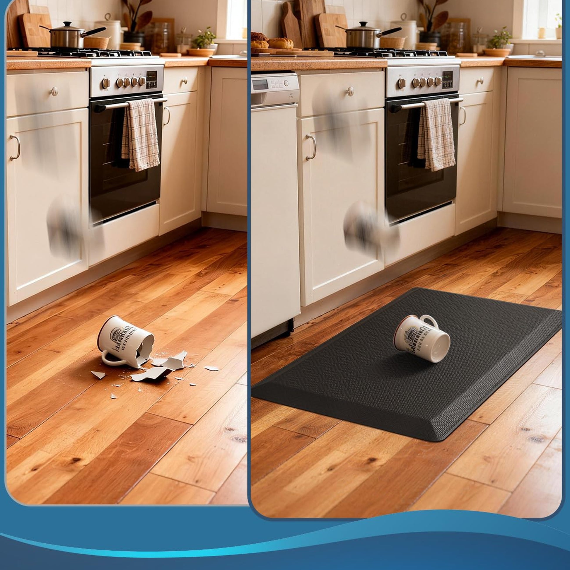 Ophanie 20x39 Kitchen Mat 3/4 Inch Thick Anti Fatigue Cushioned Floor Rug Waterproof Non Slip Standing Mat Black-3
