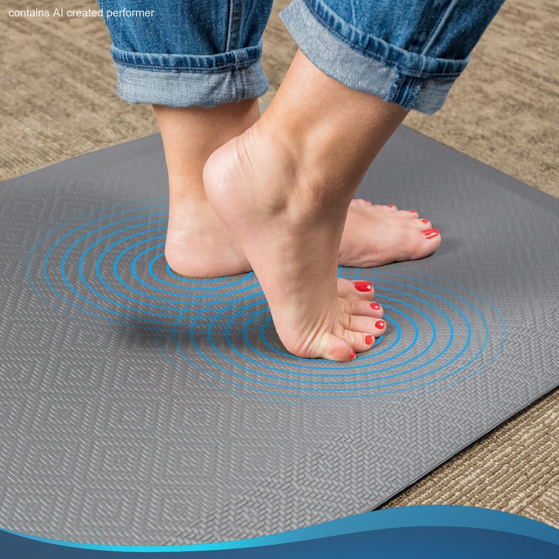 Ophanie Gray Anti Fatigue Kitchen Mat 2 Piece, 20x48 and 20x32 Standing Mat 9/10 Inch Thick, Non Slip Waterproof Ergonomic Rug for Office Sink-3