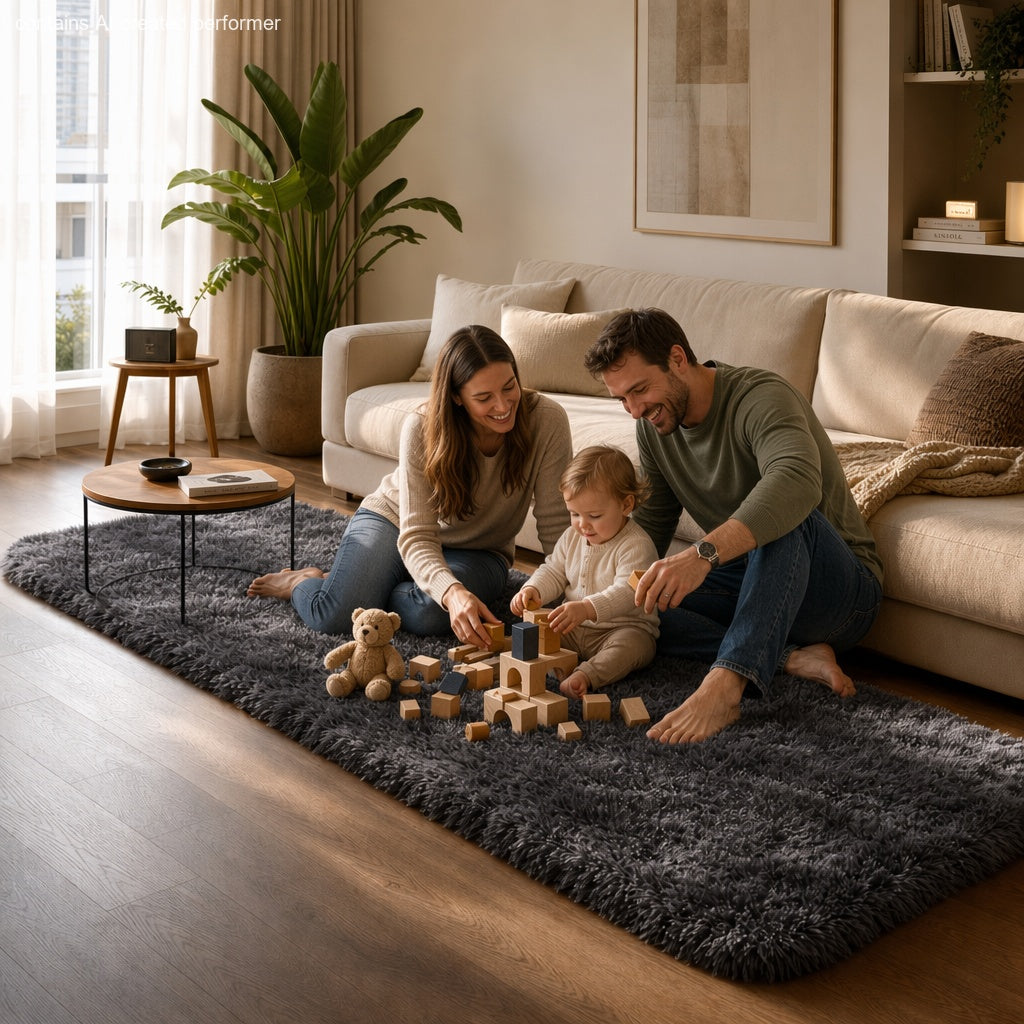 Ophanie Grey Fluffy Runner Rug 2x8, Non Slip Shag Carpet for Hallway Bedroom, Soft Bedside Rug for Kids Nursery, Living Room Dorm Mat-zoom-12