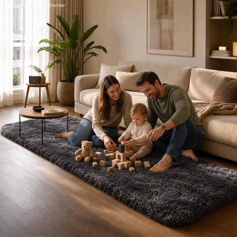 Ophanie Grey Fluffy Runner Rug 2x8, Non Slip Shag Carpet for Hallway Bedroom, Soft Bedside Rug for Kids Nursery, Living Room Dorm Mat-zoom-