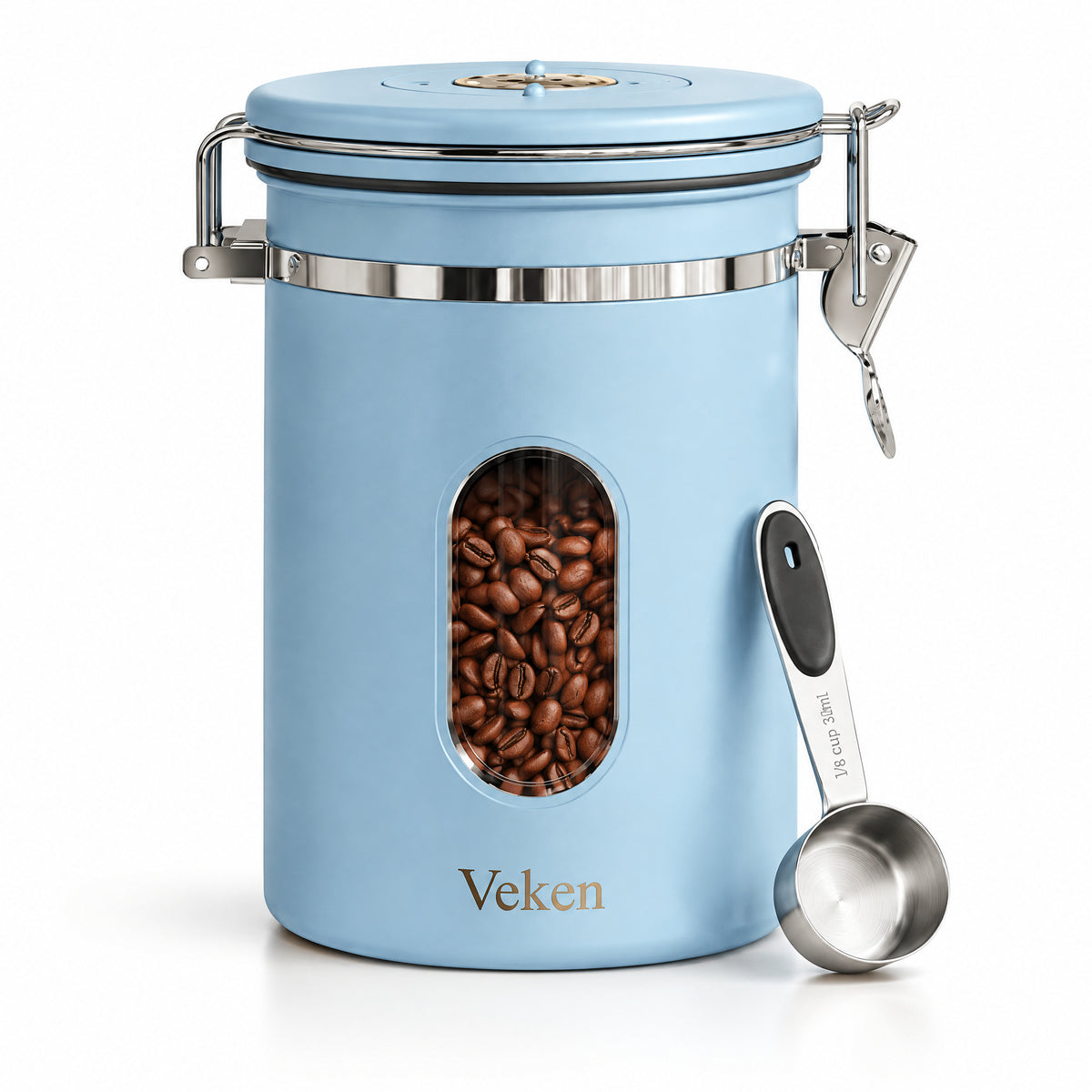 Veken Coffee Canister with Window, Airtight Stainless Steel Container-8