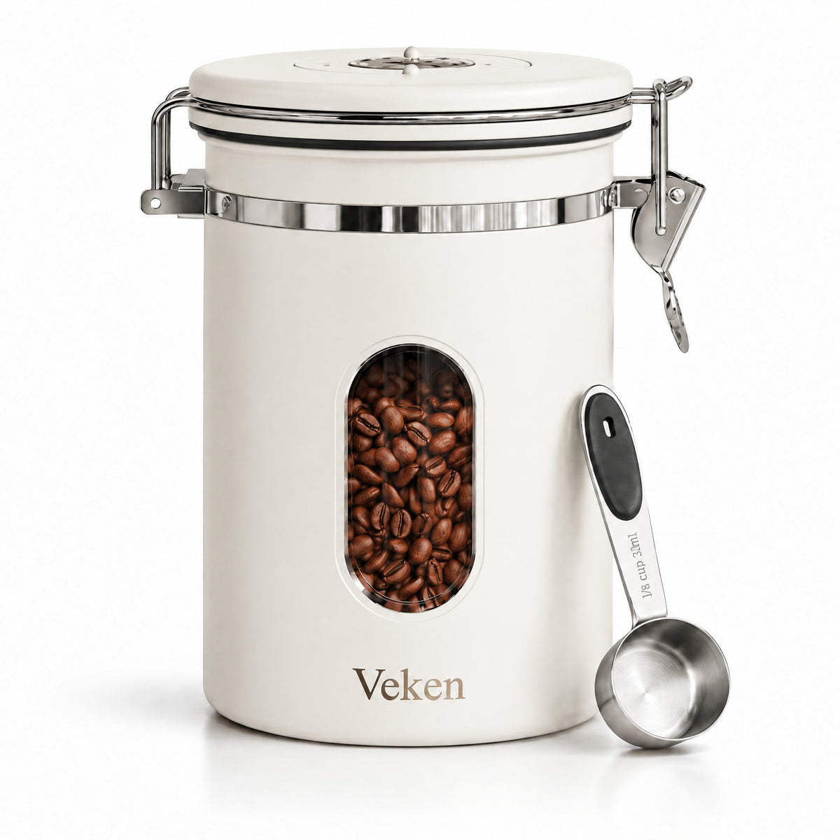 Veken Coffee Canister with Window, Airtight Stainless Steel Container-14