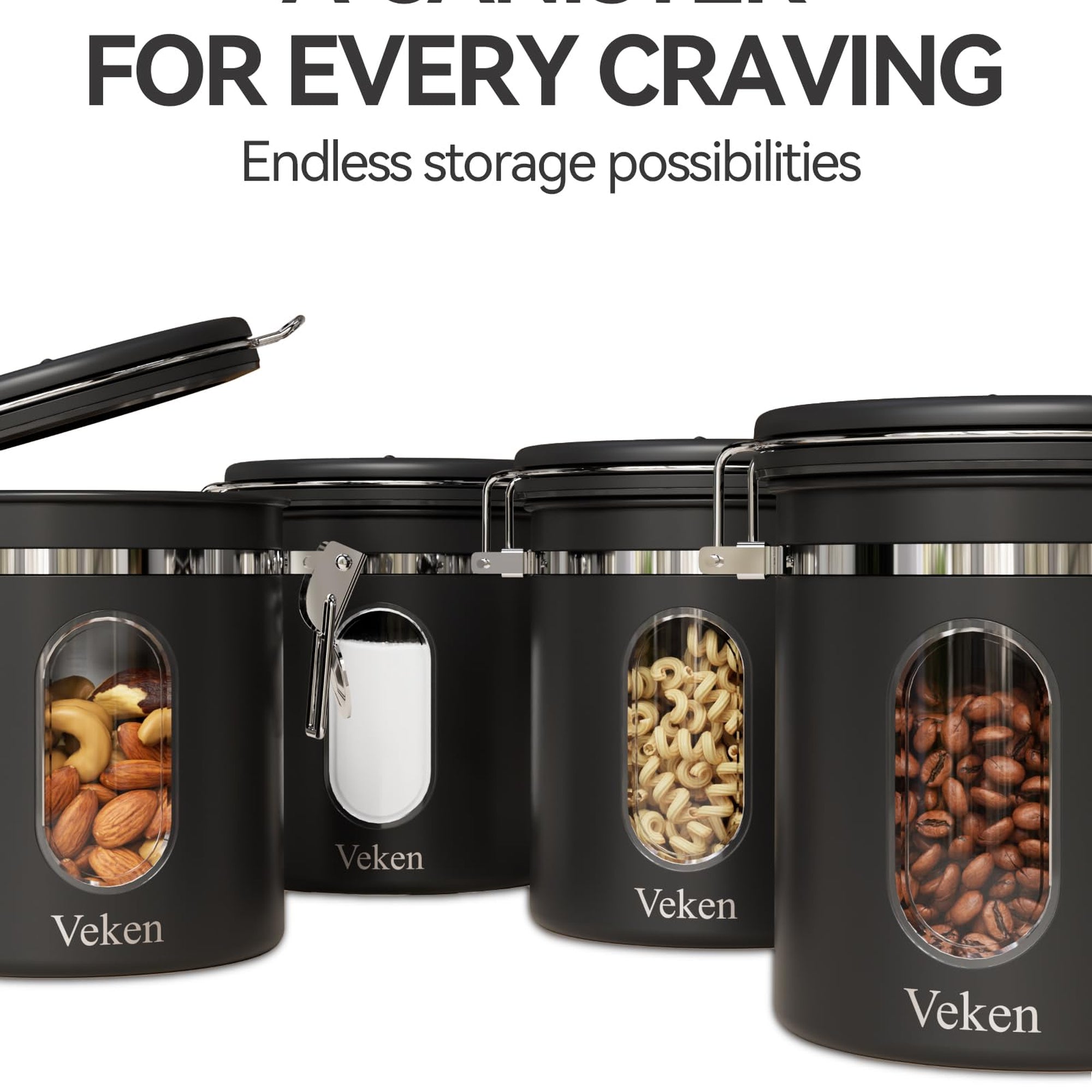 Veken Coffee Canister, Airtight Stainless Steel Kitchen Food Storage Container with Date Tracker and Scoop for Beans, Grounds, Tea, Flour, Cereal, Sugar-zoom-20