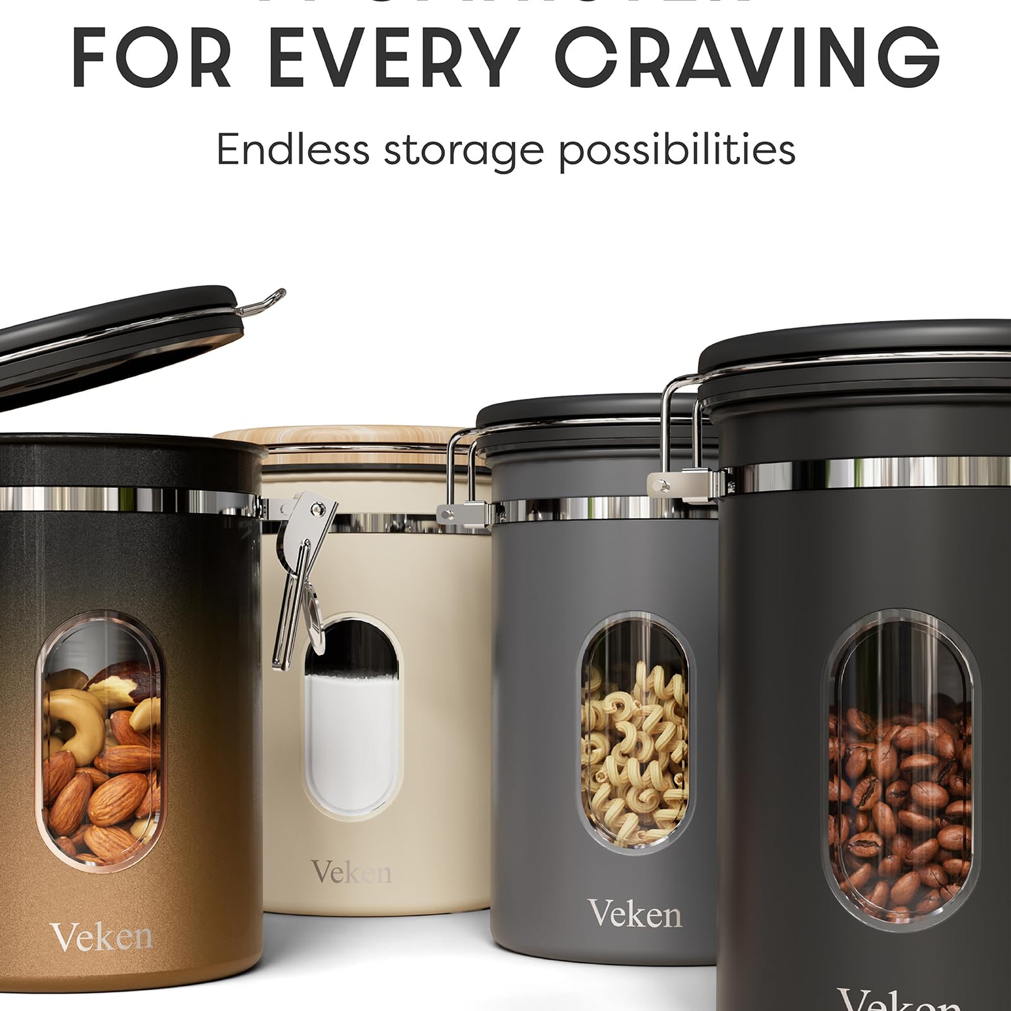 Veken Airtight Coffee Canister, Stainless Steel Storage Container with Date Tracker and Scoop for Coffee Beans Grounds Tea Sugar-zoom-68