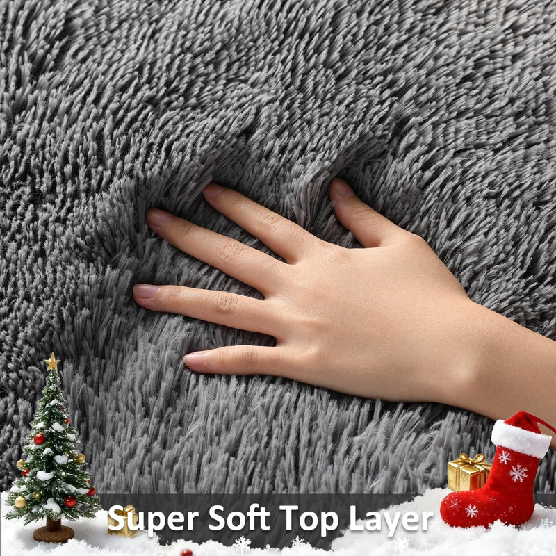 Ophanie Large Grey Shag Rug 9x12, Fluffy Area Rug for Living Room Bedroom, Soft Carpet for Kids Nursery, Boys Girls Dorm Rug-zoom-