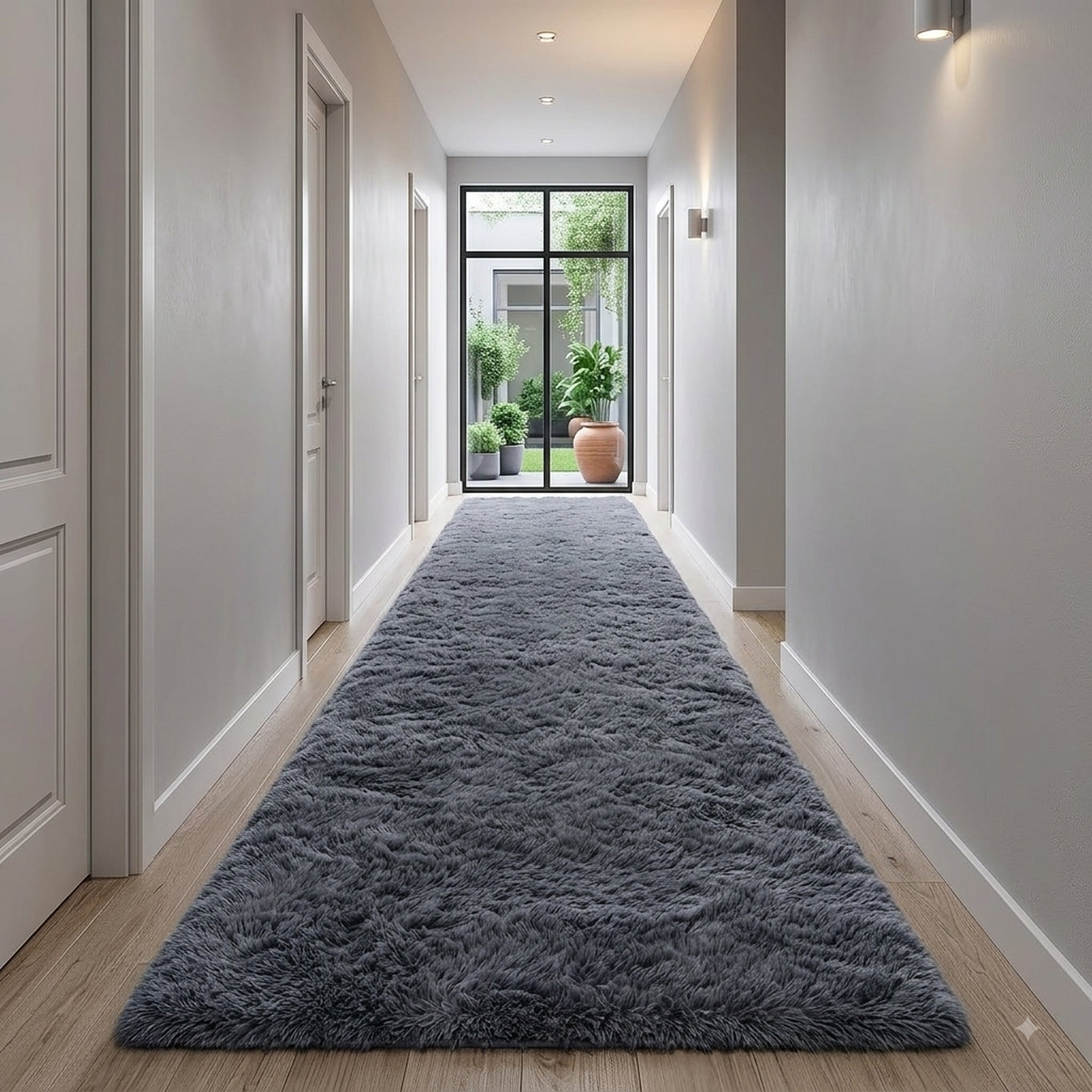 Ophanie Grey Fluffy Runner Rug 2x6, Non Slip Shag Carpet for Hallway Bedroom, Soft Bedside Rug for Kids Nursery, Living Room Dorm Mat