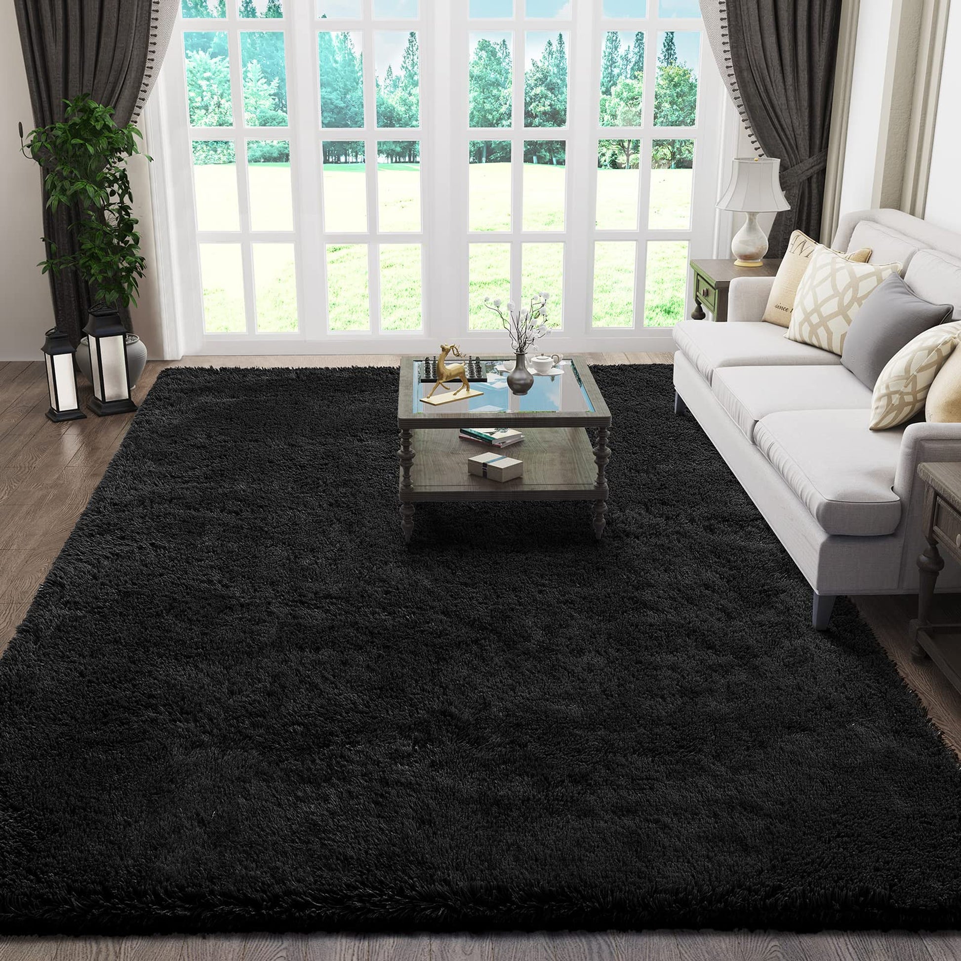 Ophanie 6' x 9' Fluffy Shag Area Rug, Charcoal, for Living Room-5