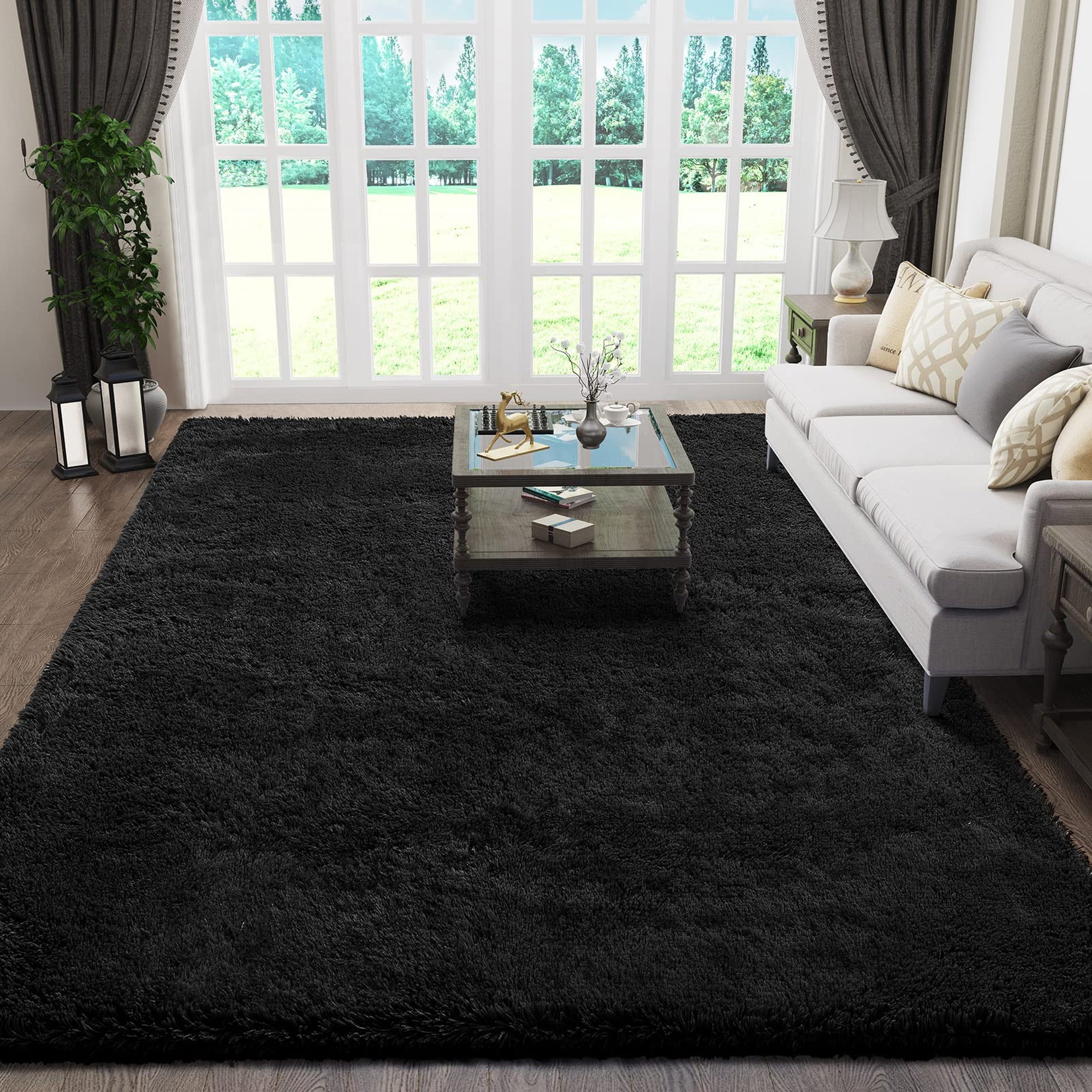 Ophanie 6' x 9' Fluffy Shag Area Rug, Charcoal, for Living Room-zoom-5