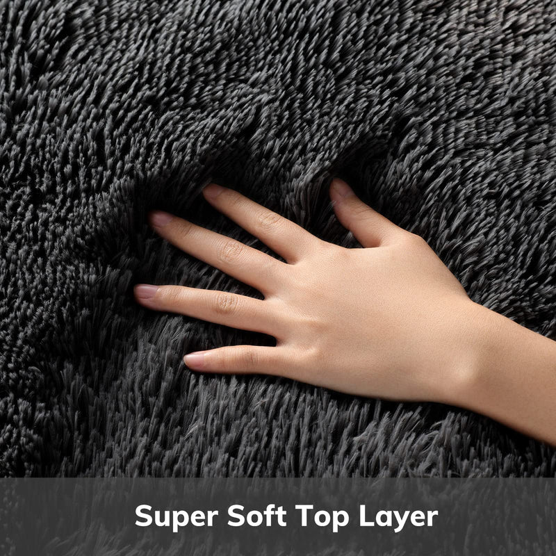 Ophanie 6' x 9' Fluffy Shag Area Rug, Charcoal, for Living Room-zoom-