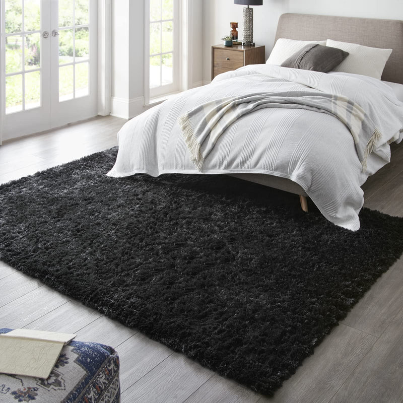 Ophanie 6' x 9' Fluffy Shag Area Rug, Charcoal, for Living Room-zoom-