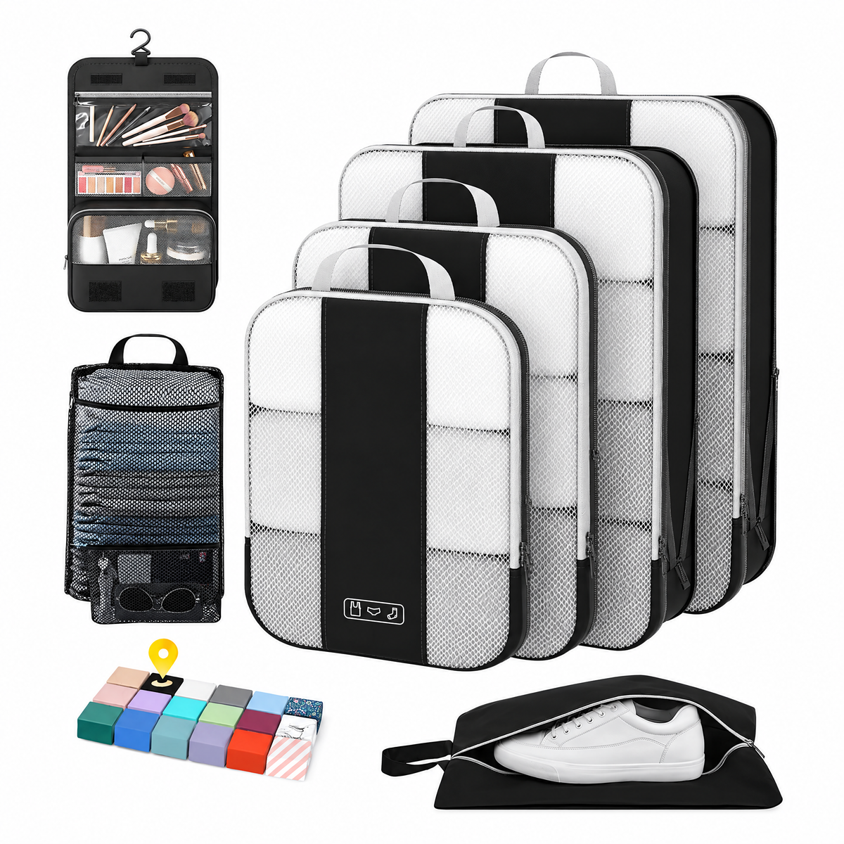 OlarHike Compression Packing Cubes for Travel, Space Saver Luggage Organizers for Clothes, Expandable Travel Storage Bags-zoom-9