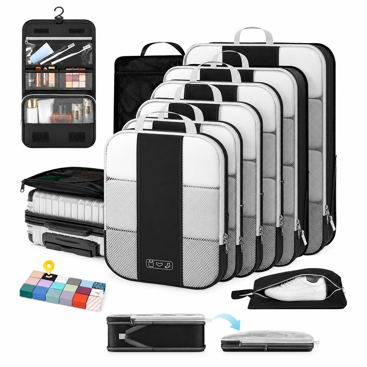 OlarHike Compression Packing Cubes for Travel, Space Saver Luggage Organizers for Clothes, Expandable Travel Storage Bags-31