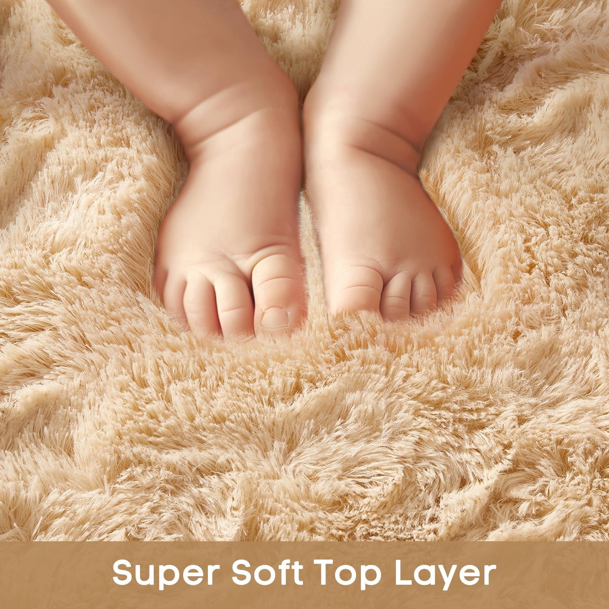 Ophanie Light Camel Fluffy Rug 4x6, Shag Area Rug for Bedroom Living Room, Soft Fuzzy Carpet for Kids Nursery, Teen Dorm Bedside Mat-4