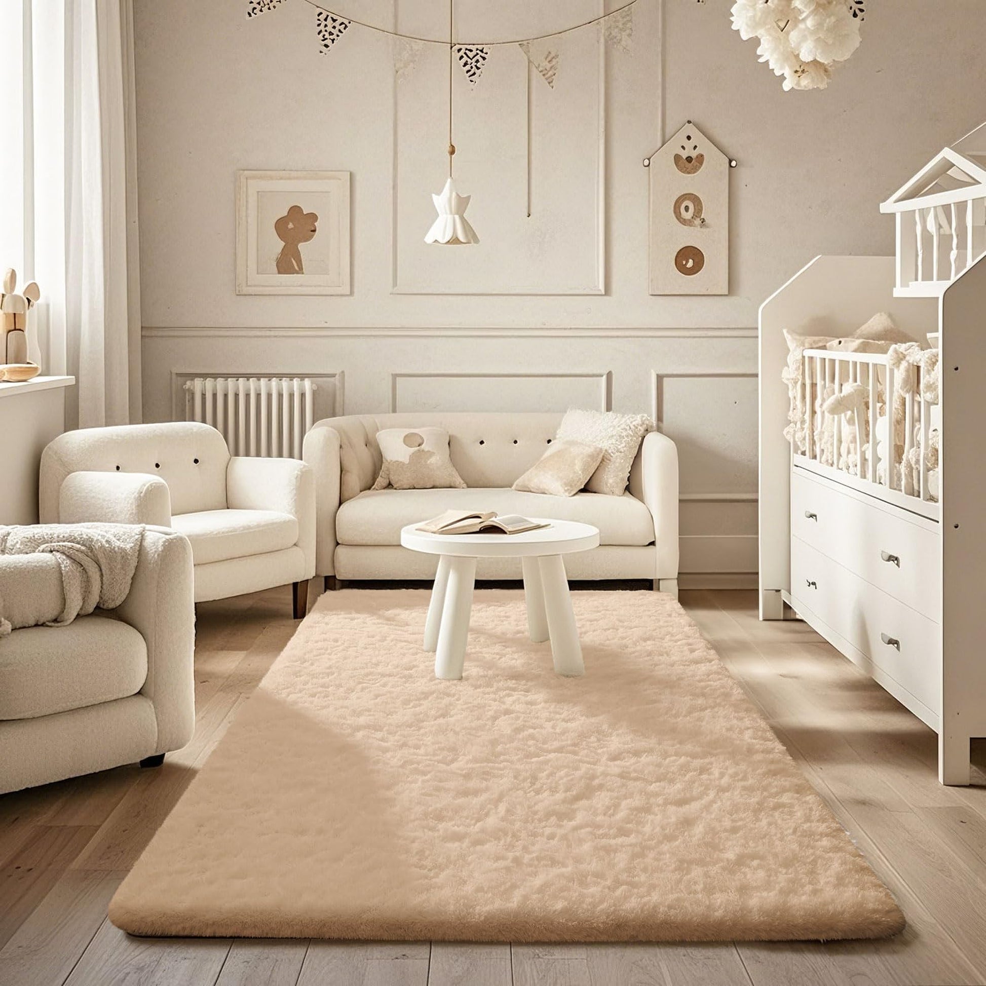 Ophanie Light Camel Fluffy Rug 4x6, Shag Area Rug for Bedroom Living Room, Soft Fuzzy Carpet for Kids Nursery, Teen Dorm Bedside Mat-6
