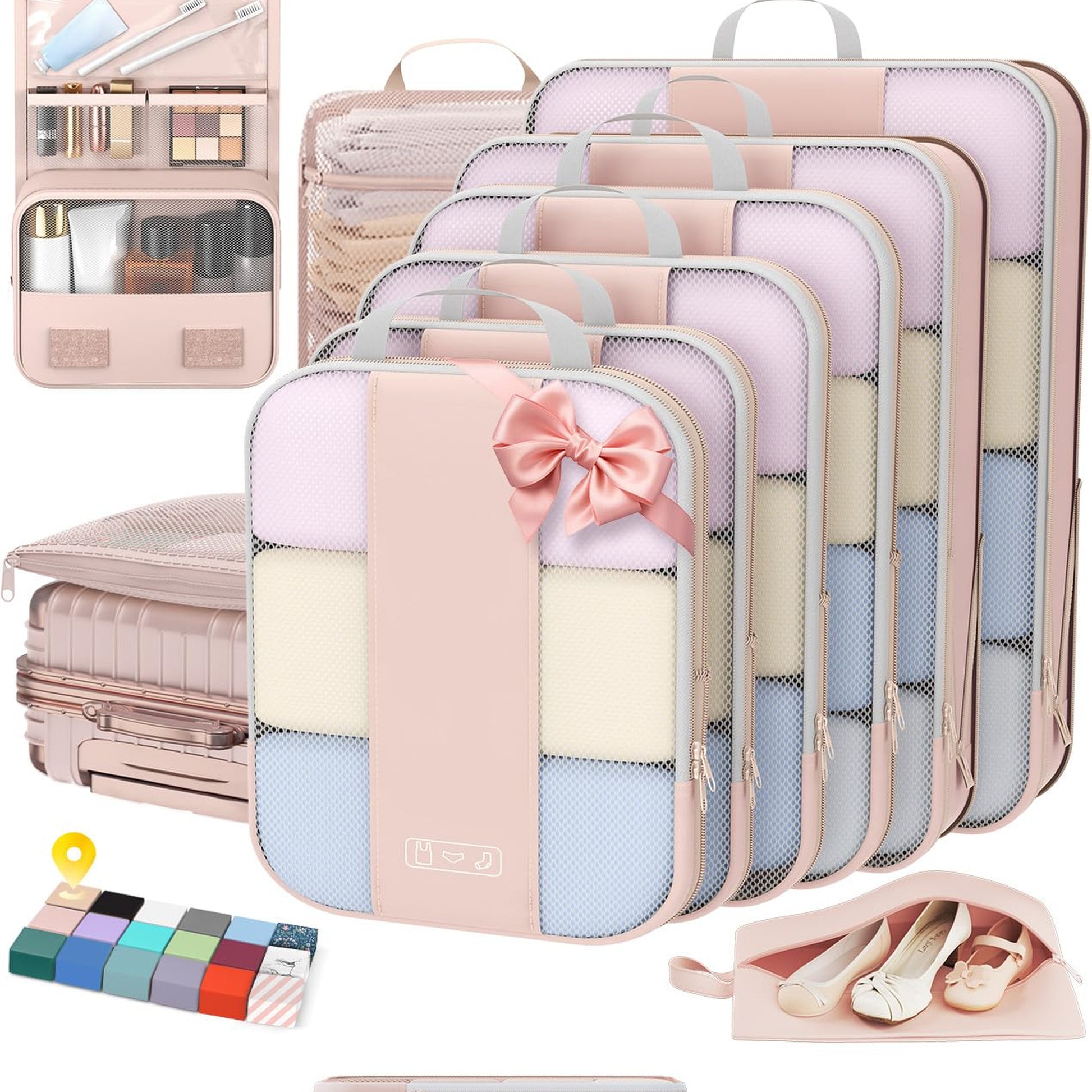 OlarHike Compression Packing Cubes with Garment Bags - Beige 10-Pack-2