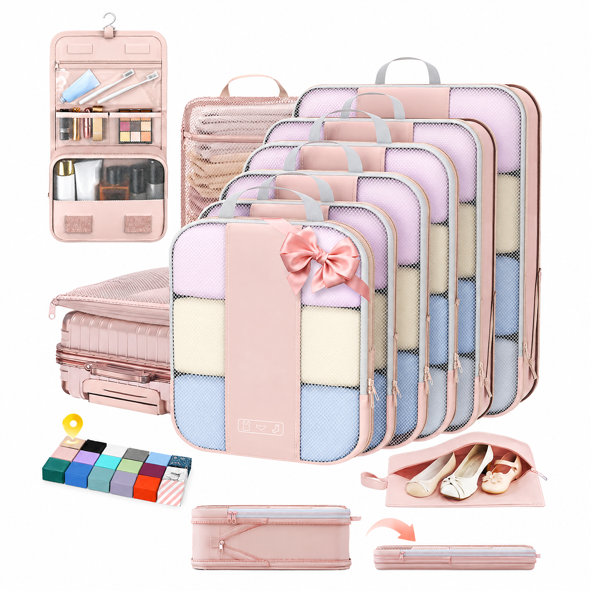 OlarHike Compression Packing Cubes for Travel, Space Saver Luggage Organizers for Clothes, Expandable Travel Storage Bags-1