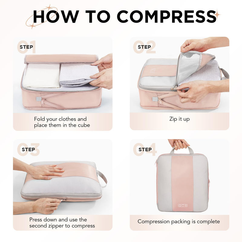 OlarHike Compression Packing Cubes with Garment Bags - Beige 10-Pack-zoom-