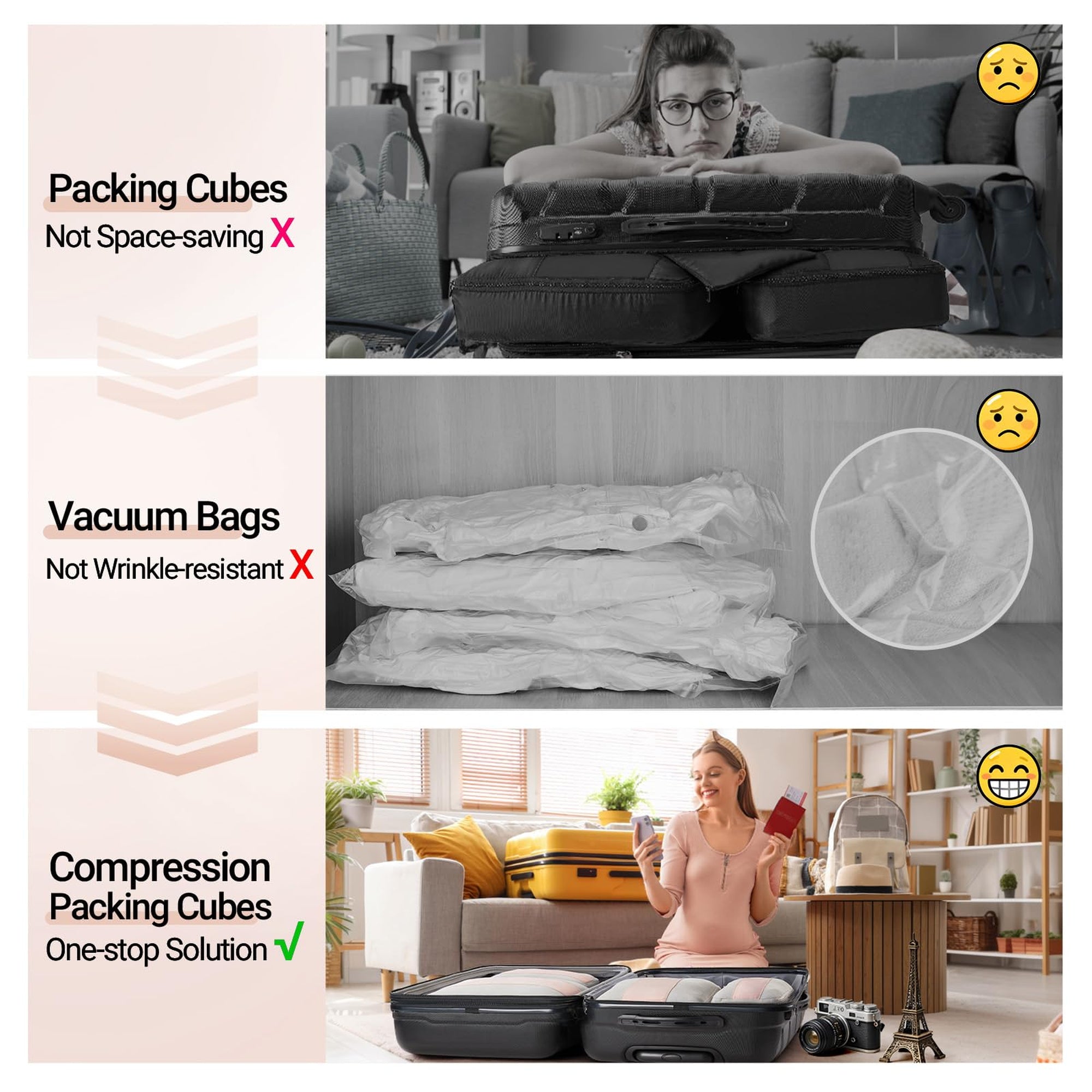 OlarHike Compression Packing Cubes with Garment Bags - Beige 10-Pack-zoom-6