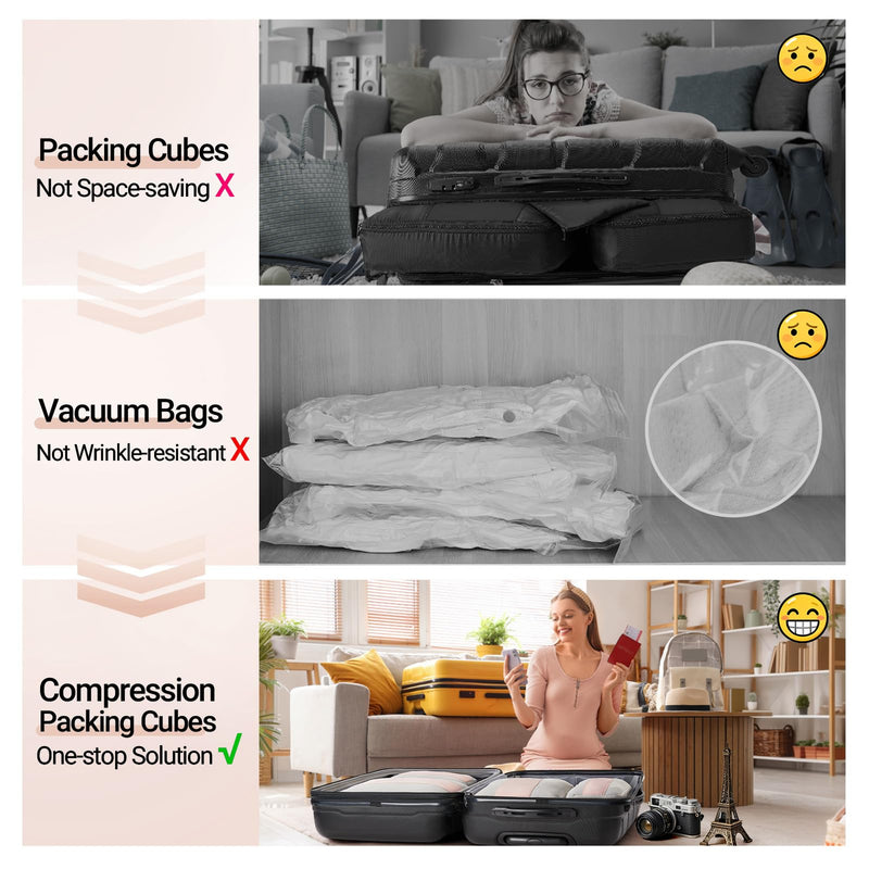 OlarHike Compression Packing Cubes with Garment Bags - Beige 10-Pack-zoom-