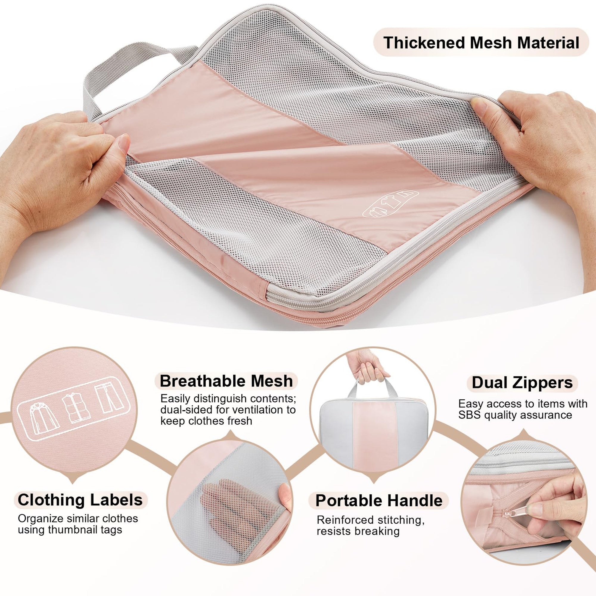 OlarHike Compression Packing Cubes with Garment Bags - Beige 10-Pack-zoom-7